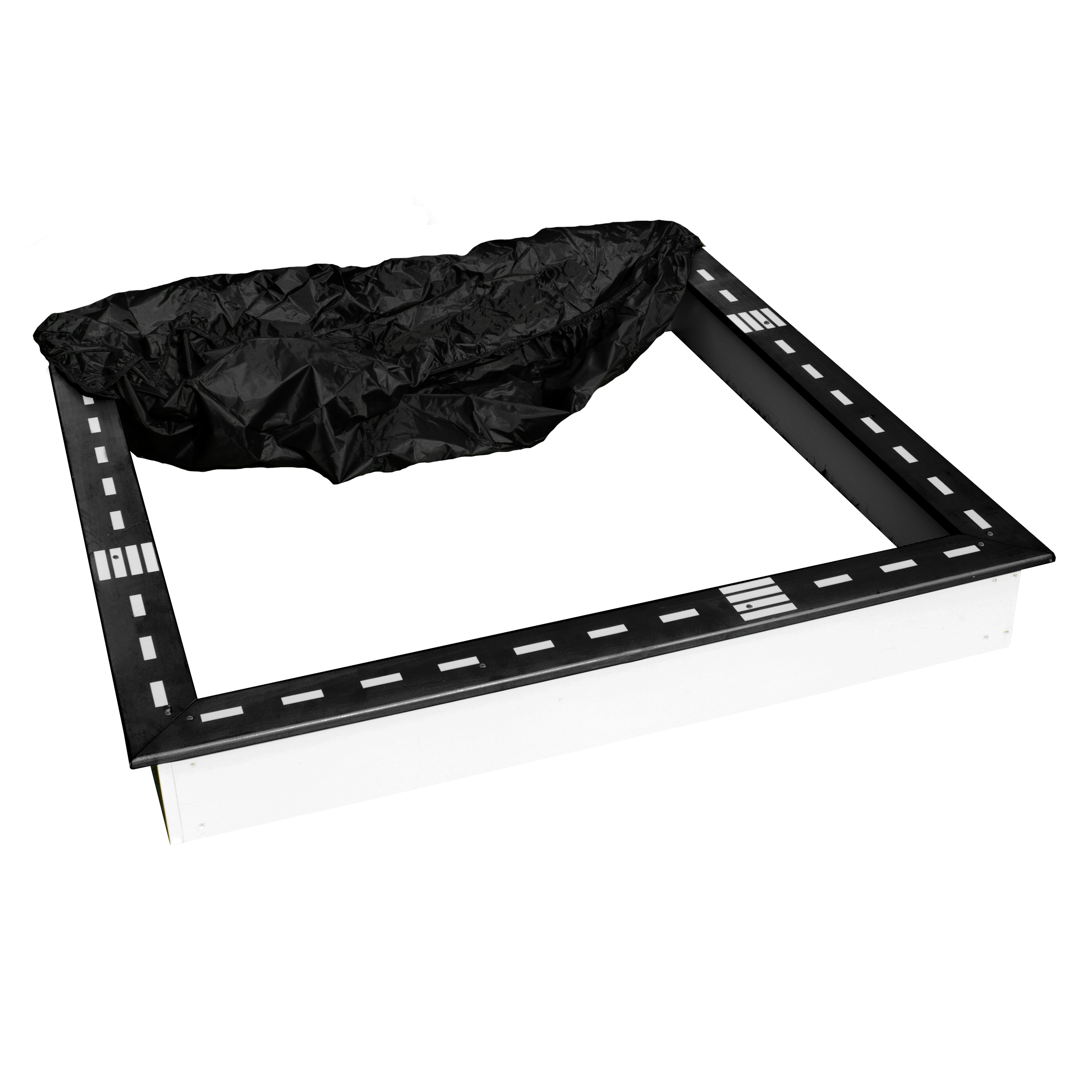 Sunny Sandy Sandbox with Race Track - 127 x 127 cm - Black/White