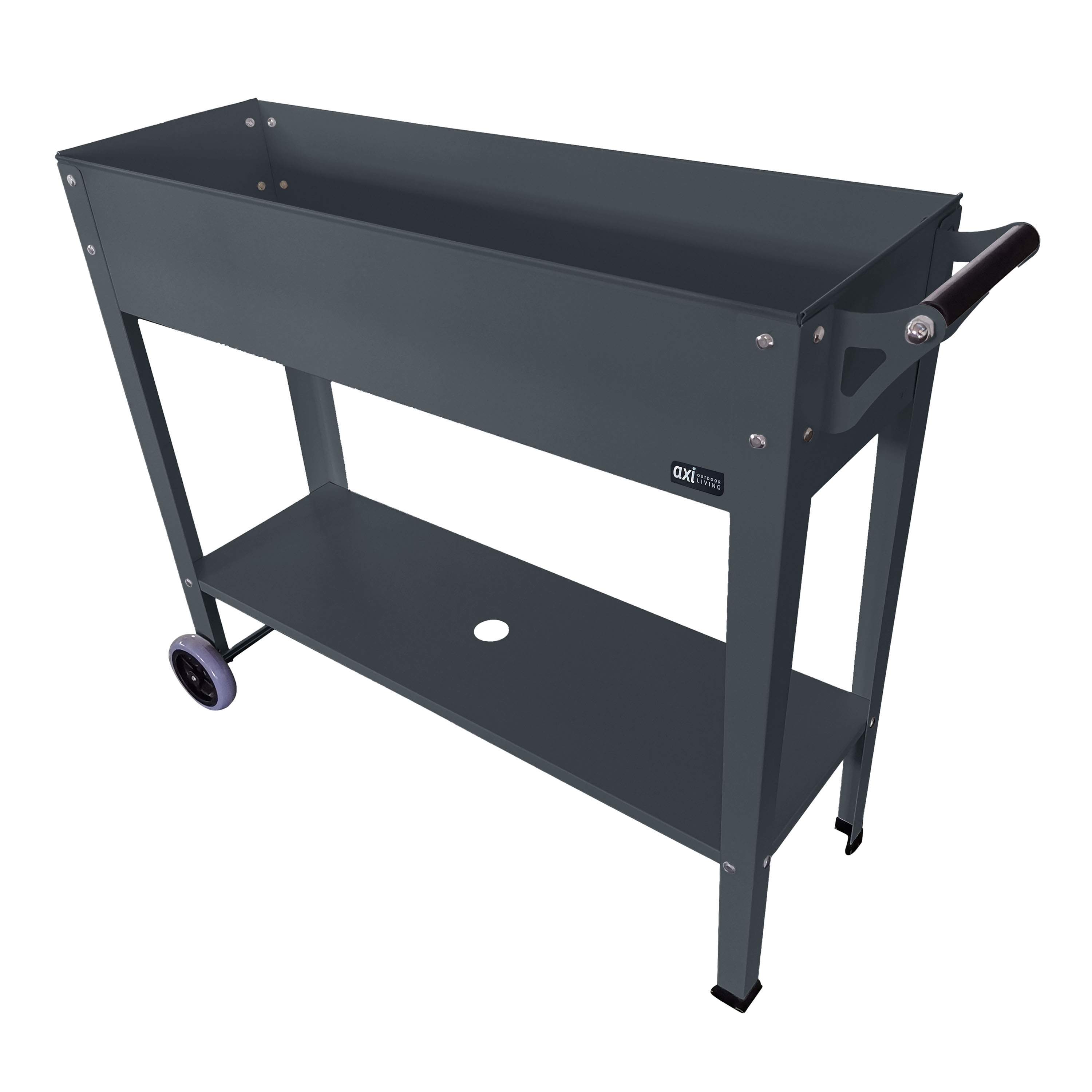 AXI Raised Planter with Wheels Metal Anthracite