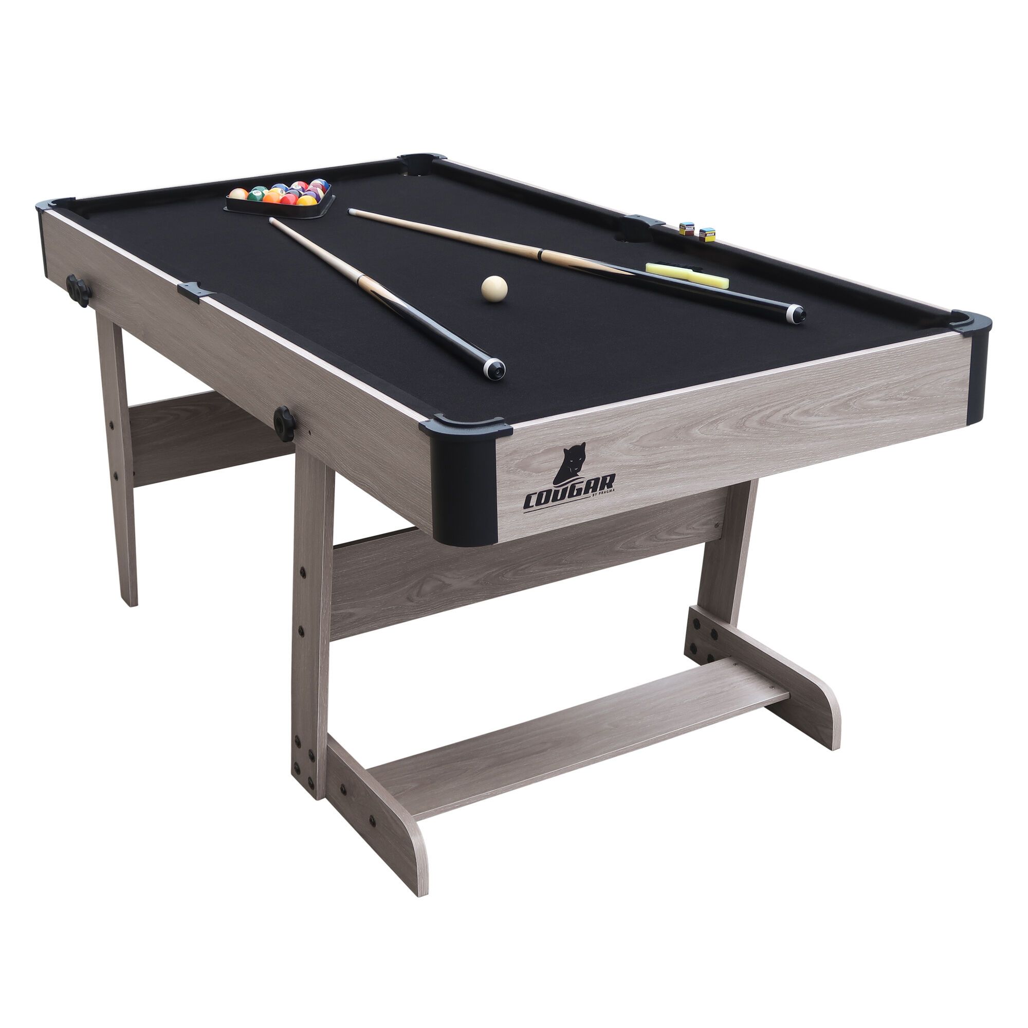 Cougar Hustle XL foldable Pool Table - Oak/Black