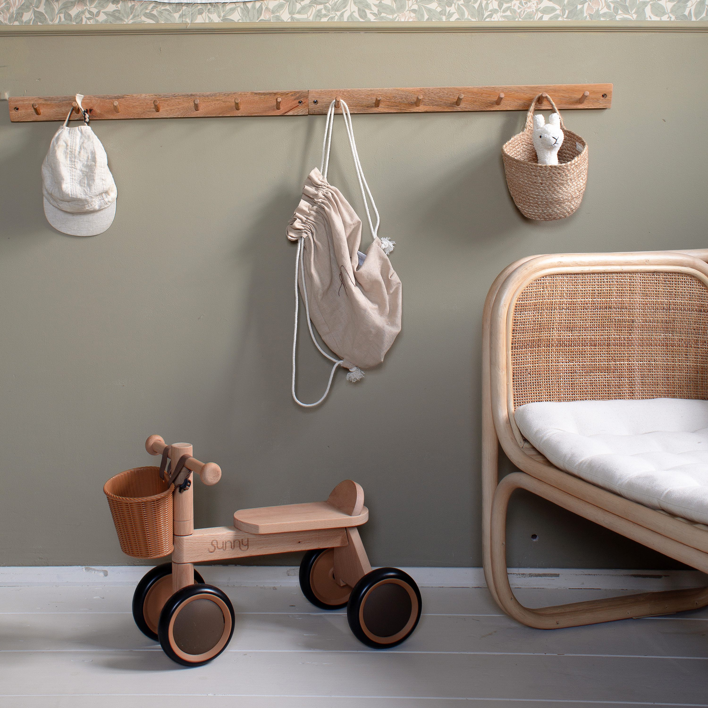 Sunny Mini Walker Wooden Balance Bike incl. Storage Basket