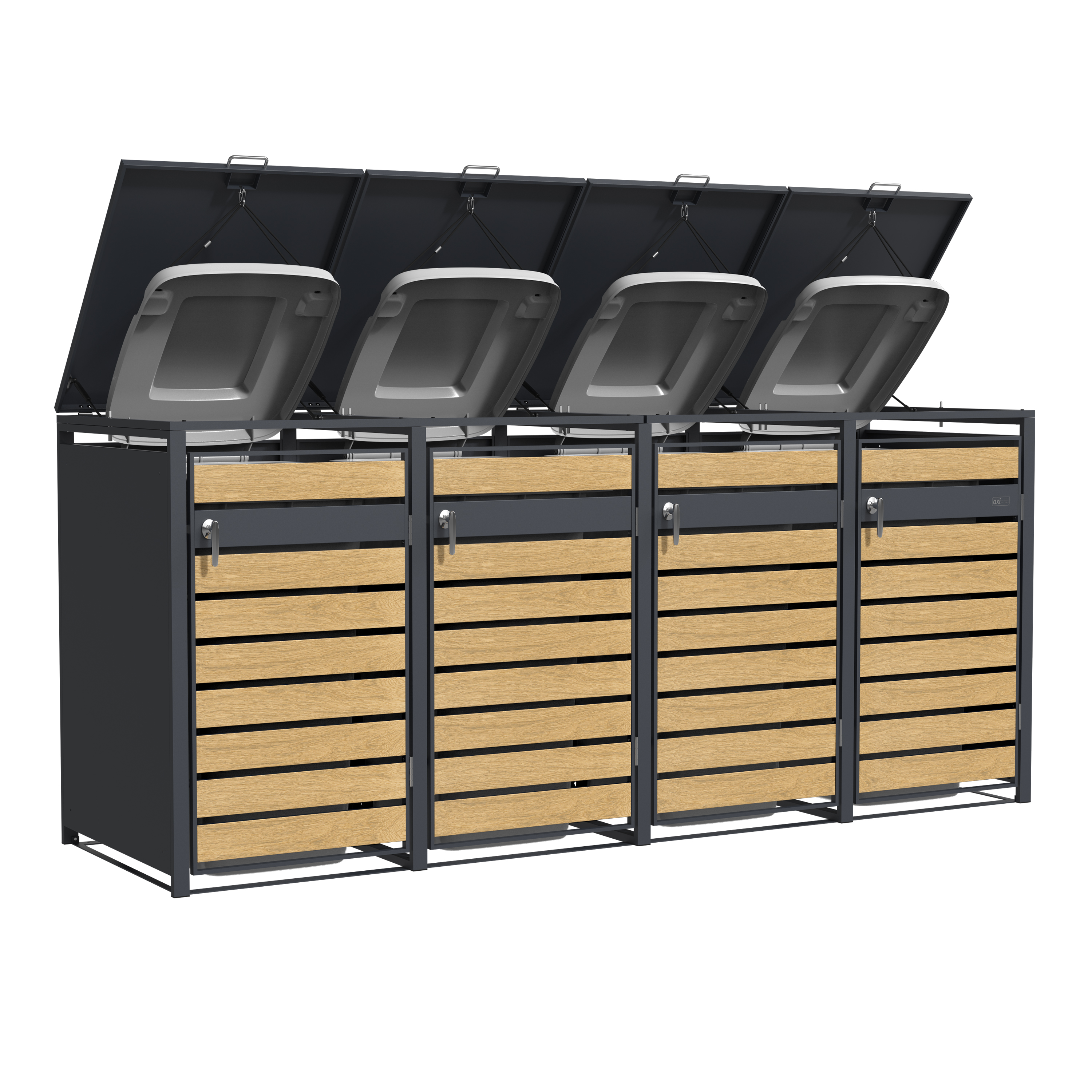 AXI Lucas Containerombouw van Metaal Antraciet/Houtlook - 4 containers