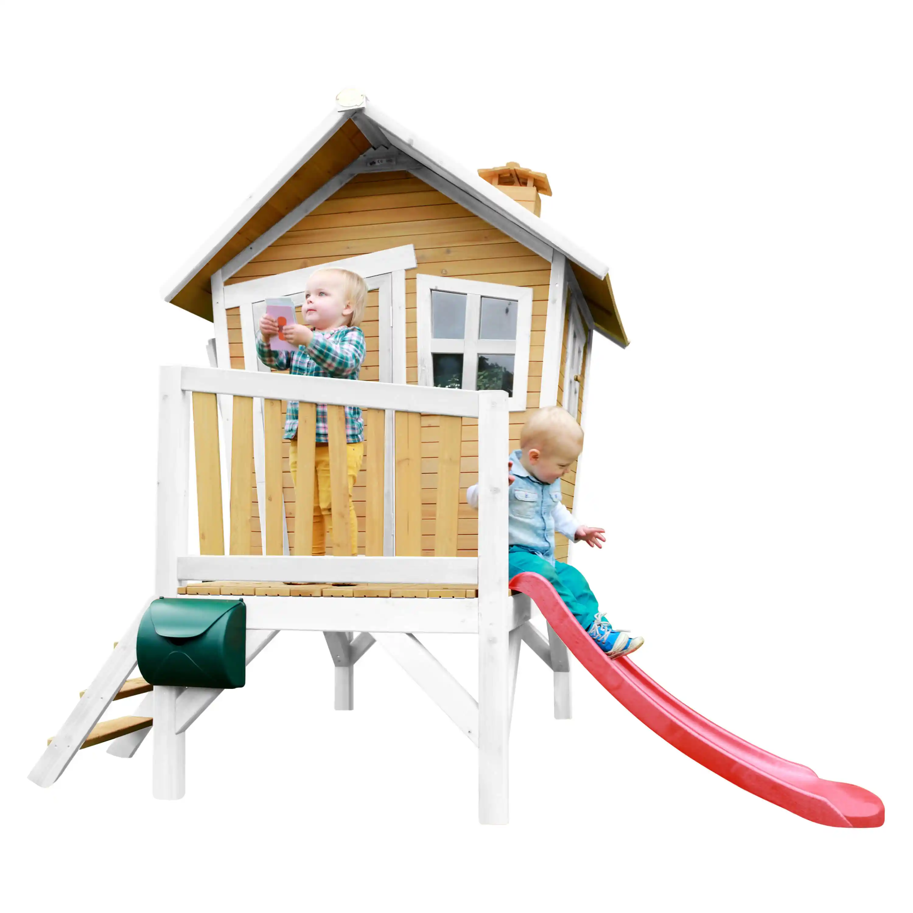 AXI Robin Playhouse Brown/White - Red Slide