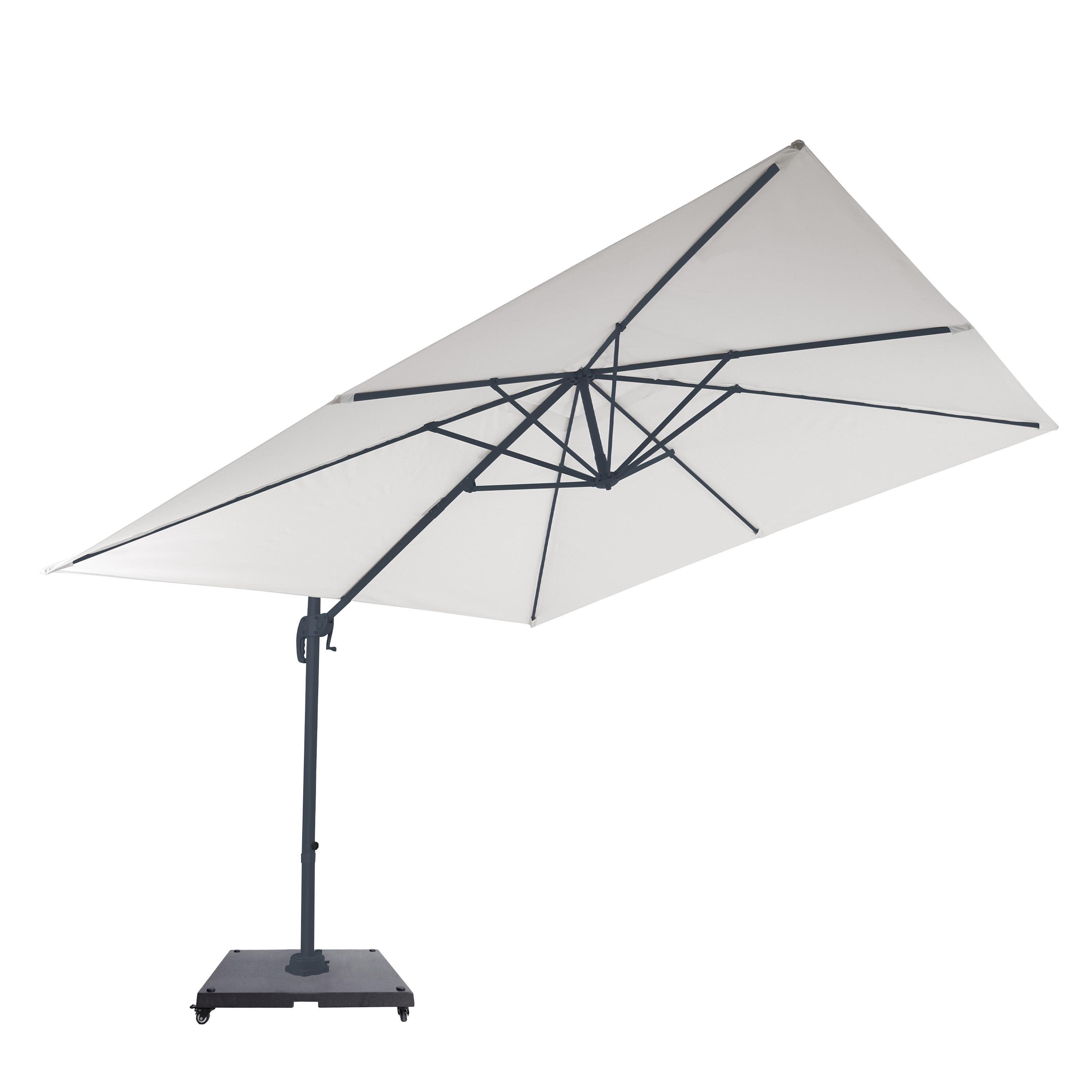 AXI Nima Cantilever Parasol 300x300 cm incl. Parasol Base with Wheels Anthracite/Beige – Complete Set