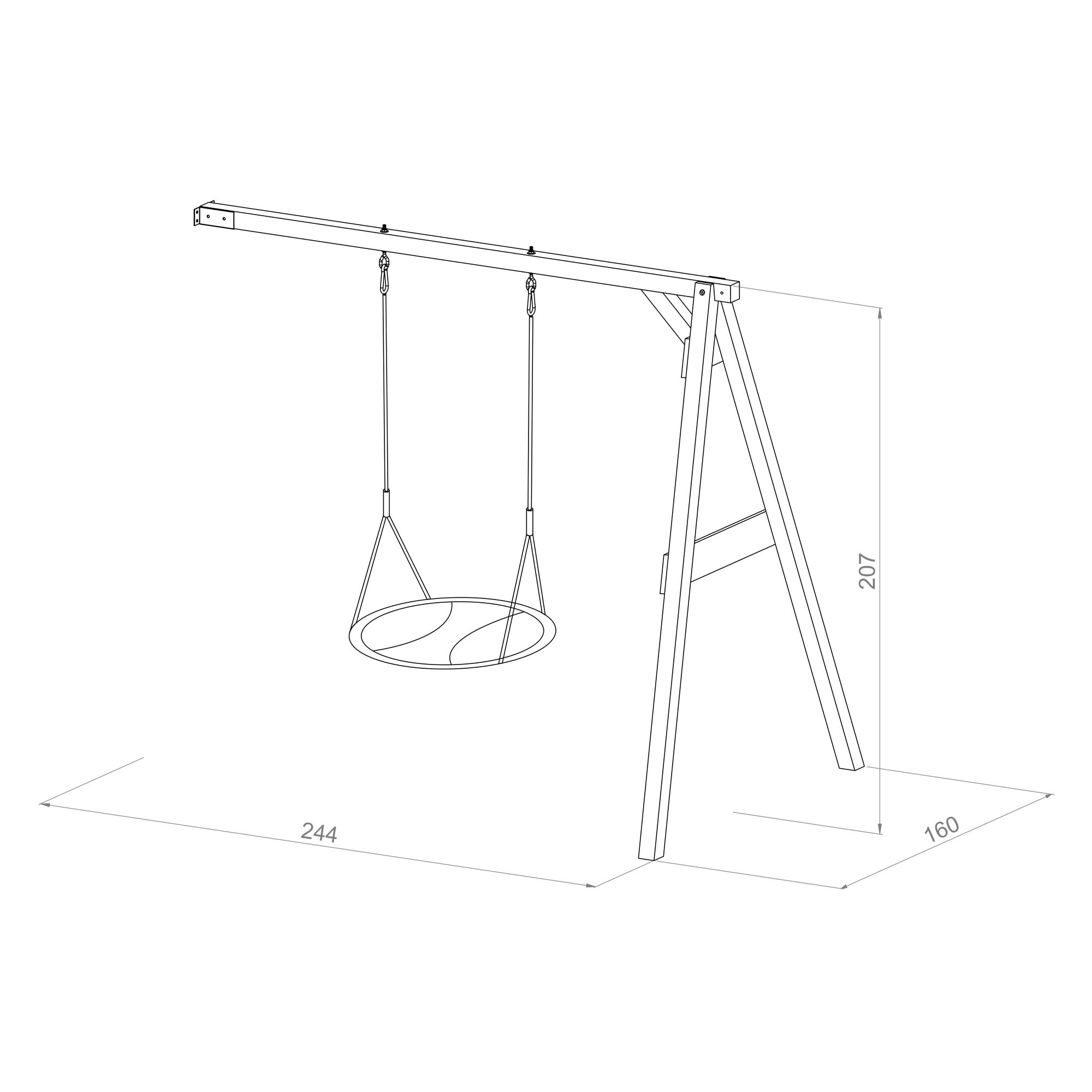 maattekening AXI Summer Nest Aanbouwschommel Wit/bruin