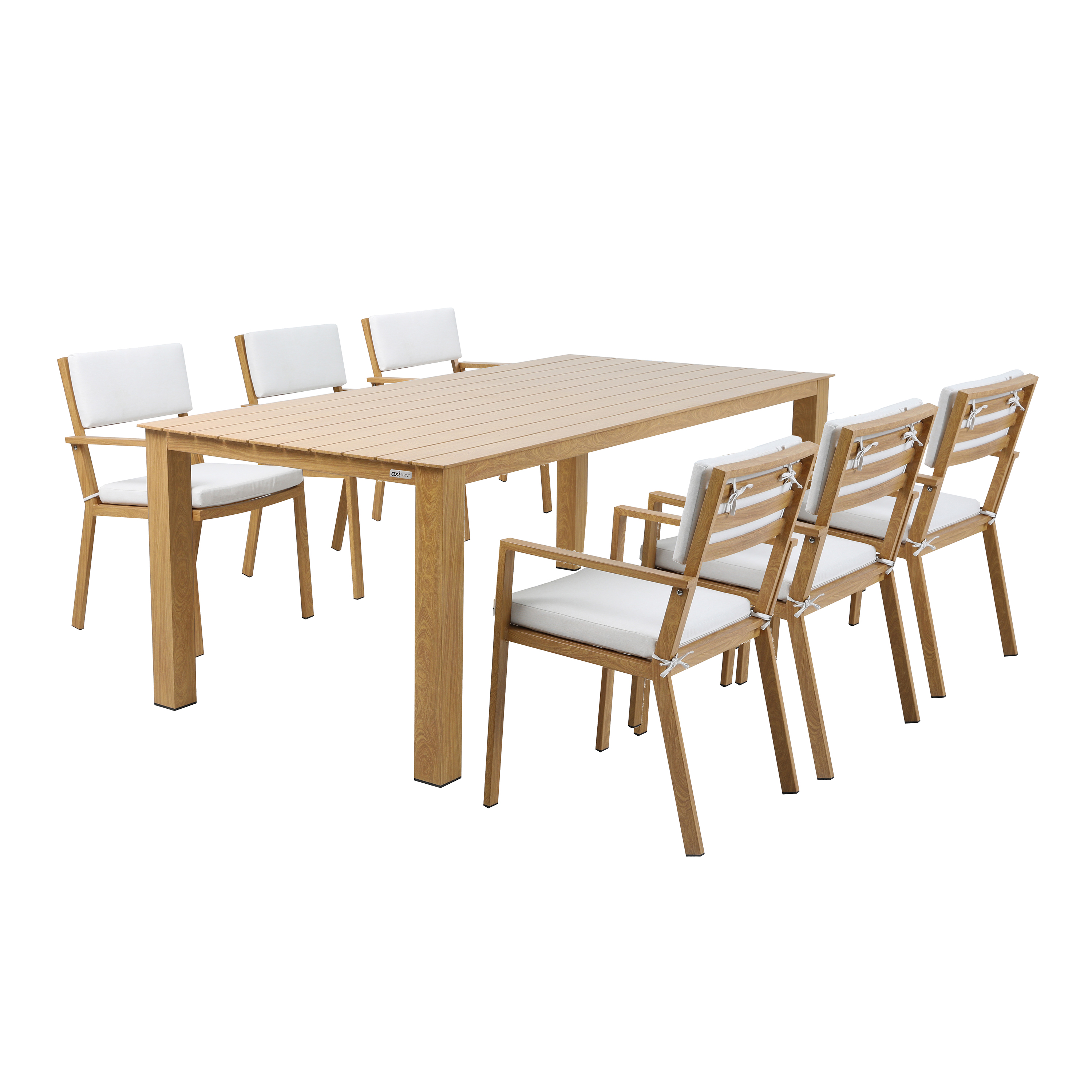 AXI Jada Garden Set with 6 chairs - Wood-look/Beige