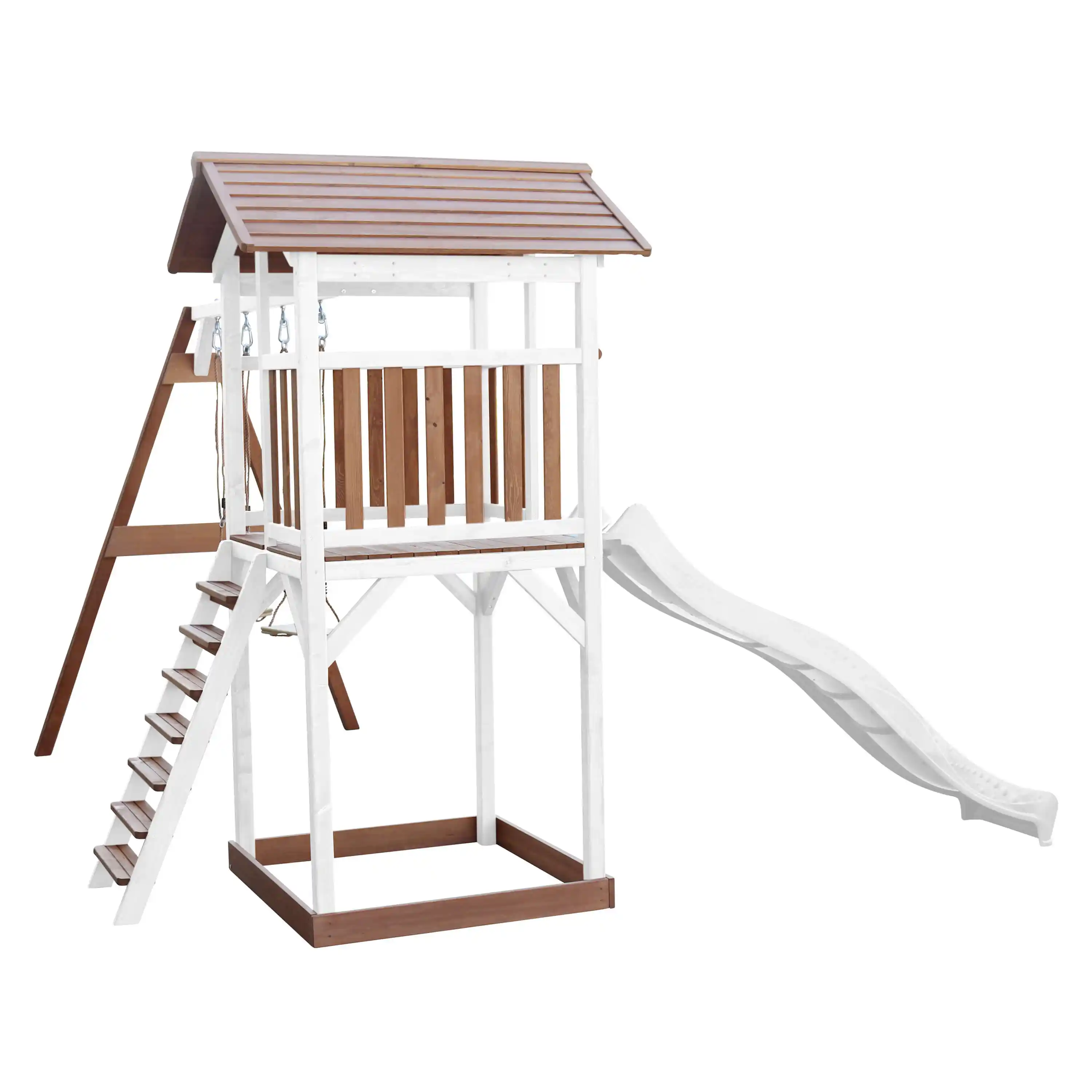 AXI Beach Tower with Double Swing Set Brown/White - White Slide