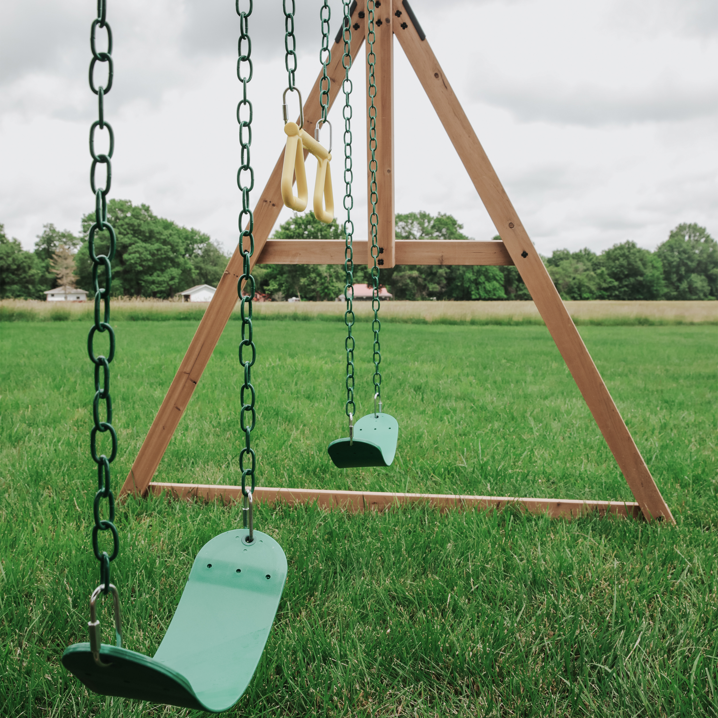 Backyard Discovery Sterling Point Play Set with 3 Swings and Slide - Climbing Wall & Rock Wall - Trapeze - Sandbox - Walkway