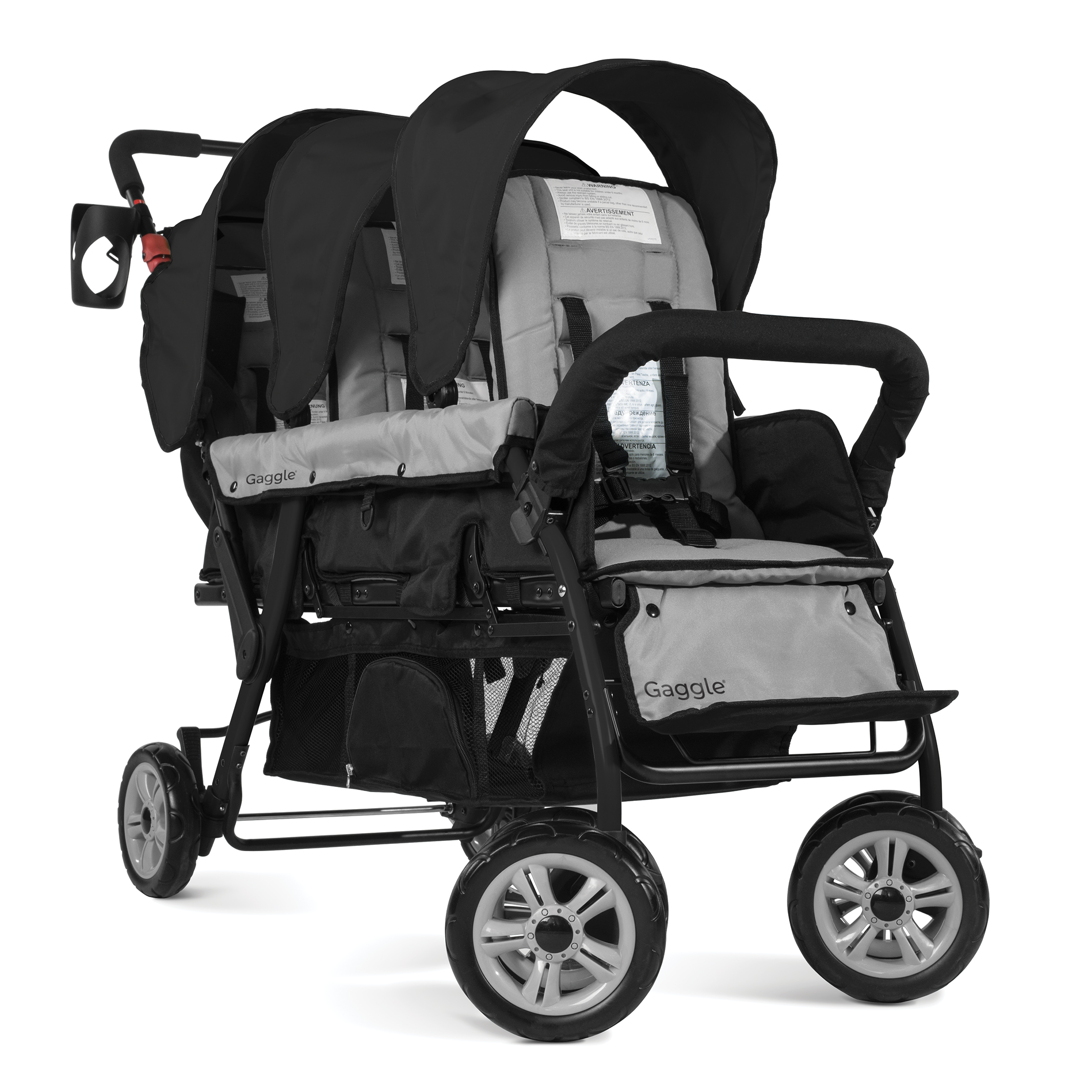 Gaggle Compass Stroller for 3 Children - Black