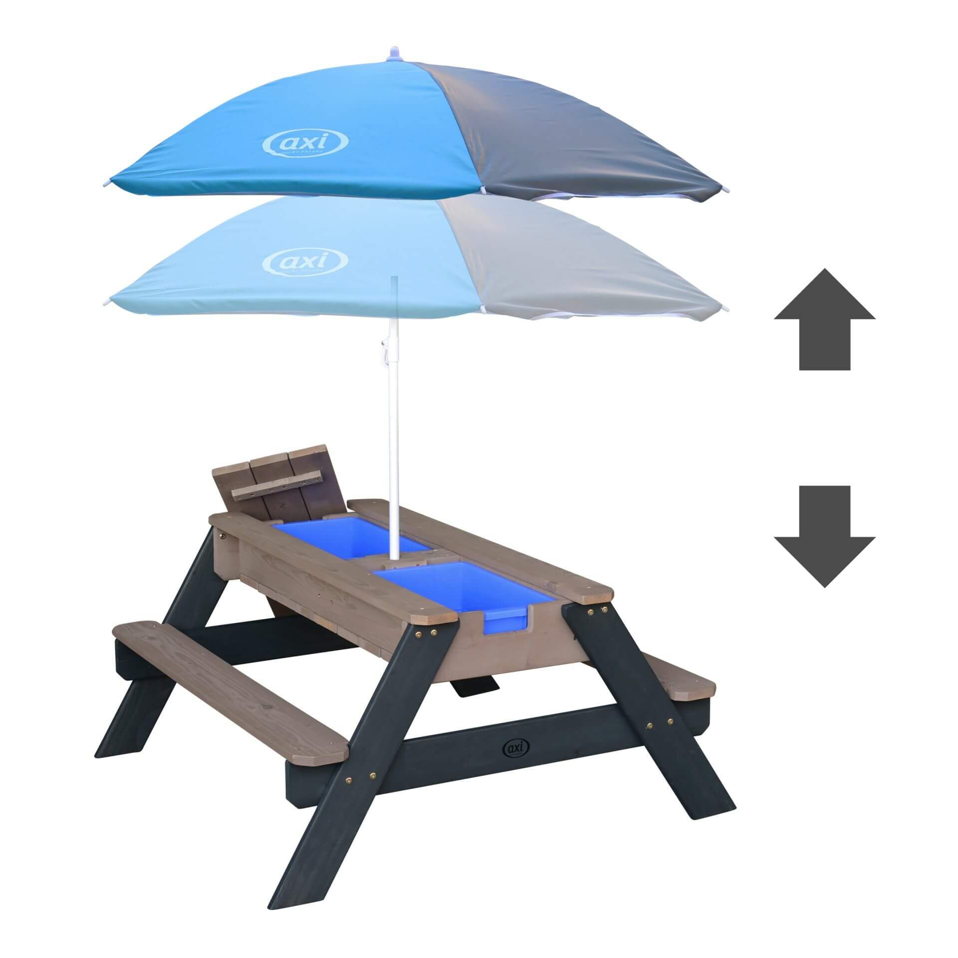 AXI Nick Sand & Water Picnic Table Anthracite/Grey with Umbrella