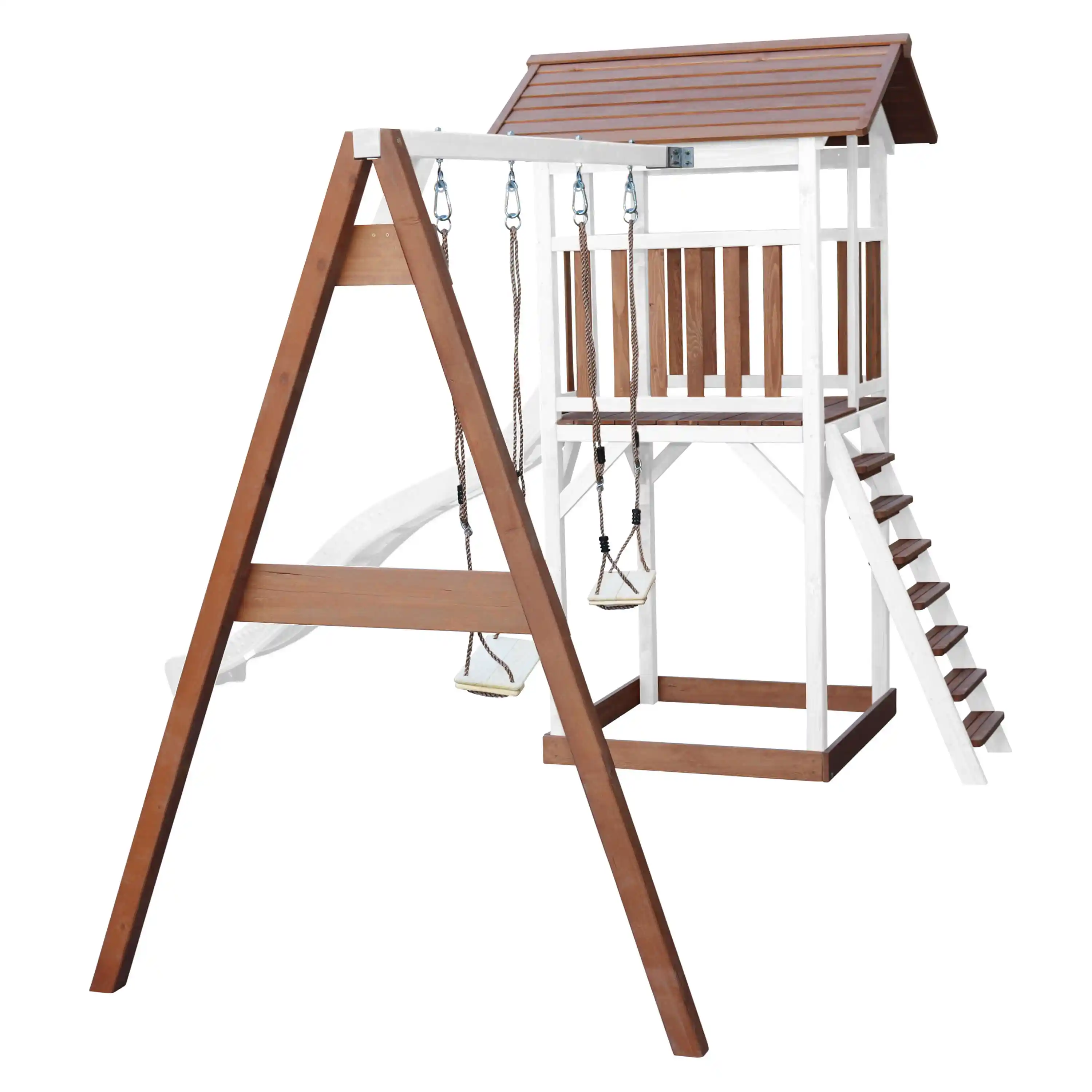 AXI Beach Tower with Double Swing Set Brown/White - White Slide