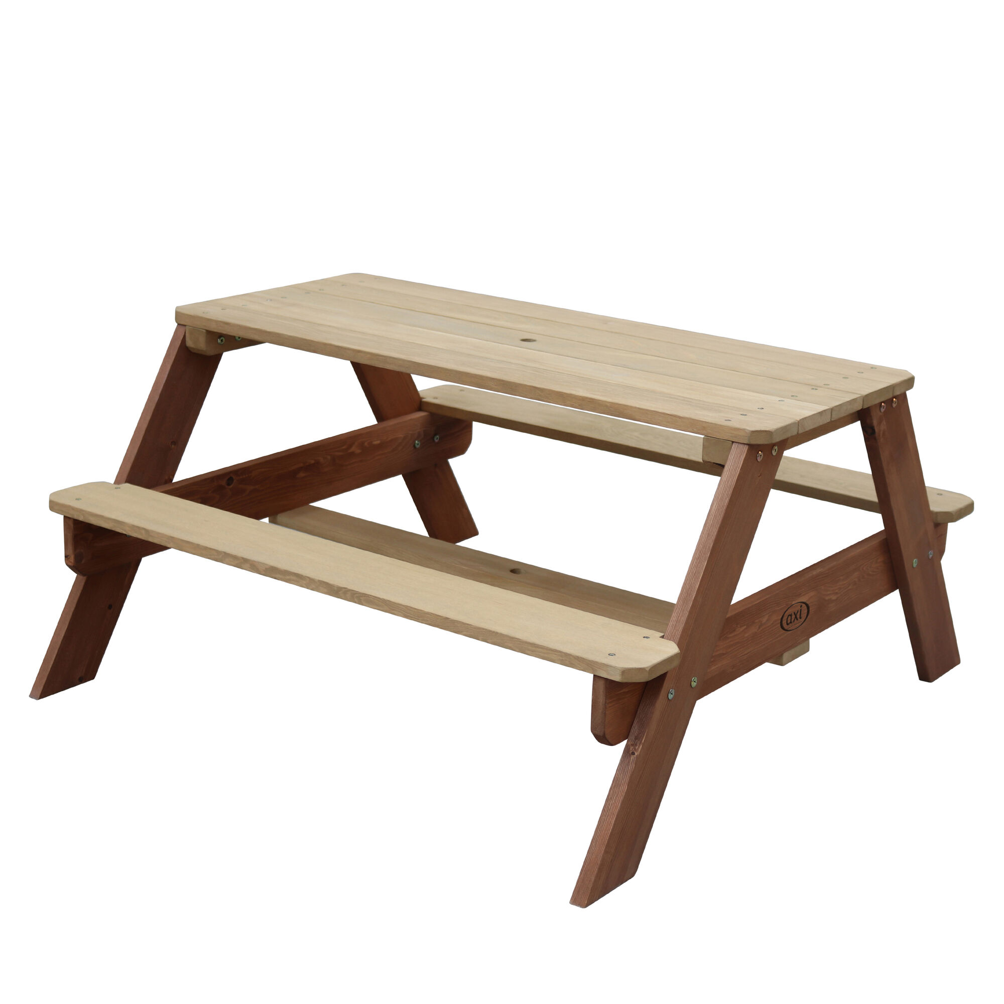 AXI Nick Picknicktafel Bruin - Parasol Groen/wit