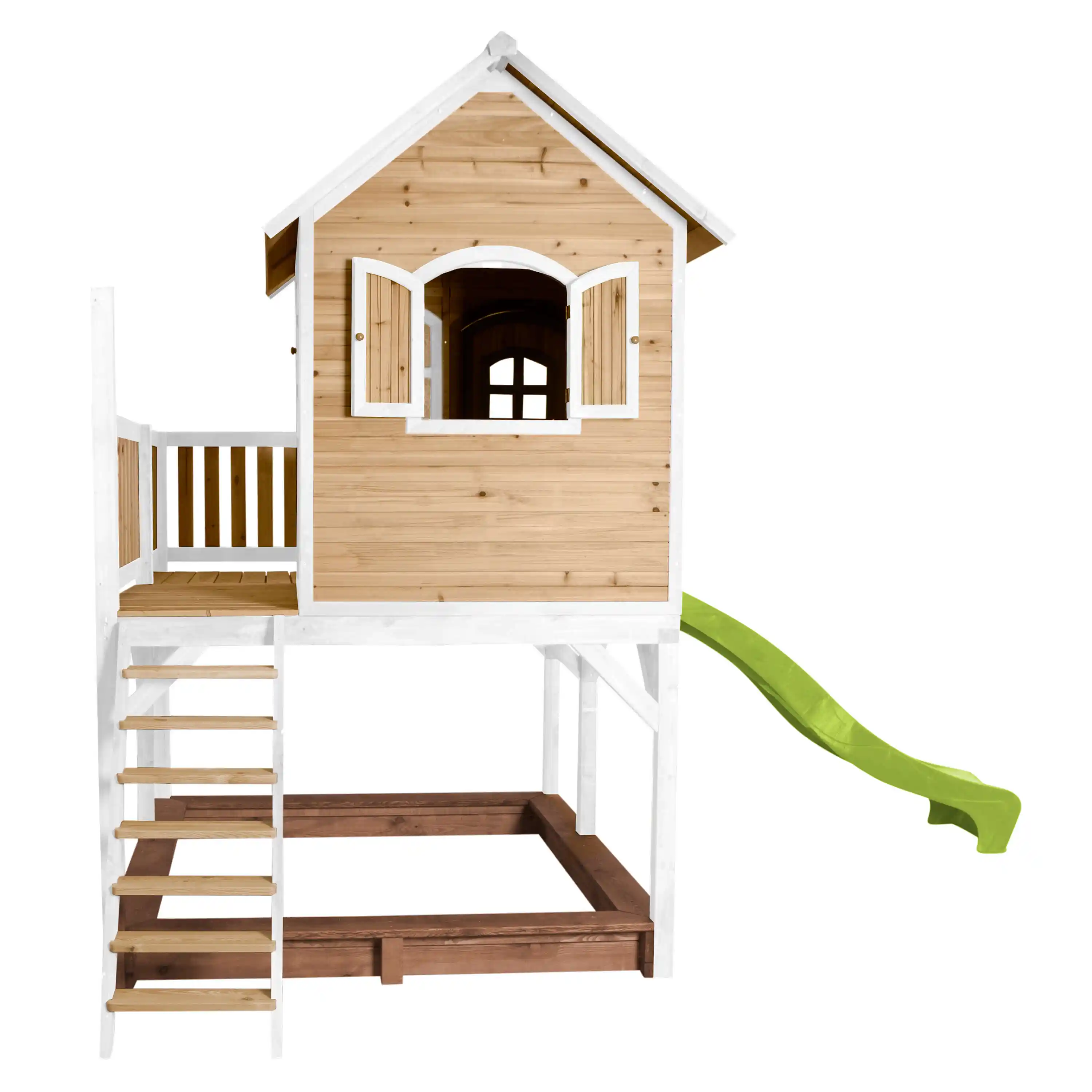 AXI Liam Playhouse Brown/White - Lime Green Slide