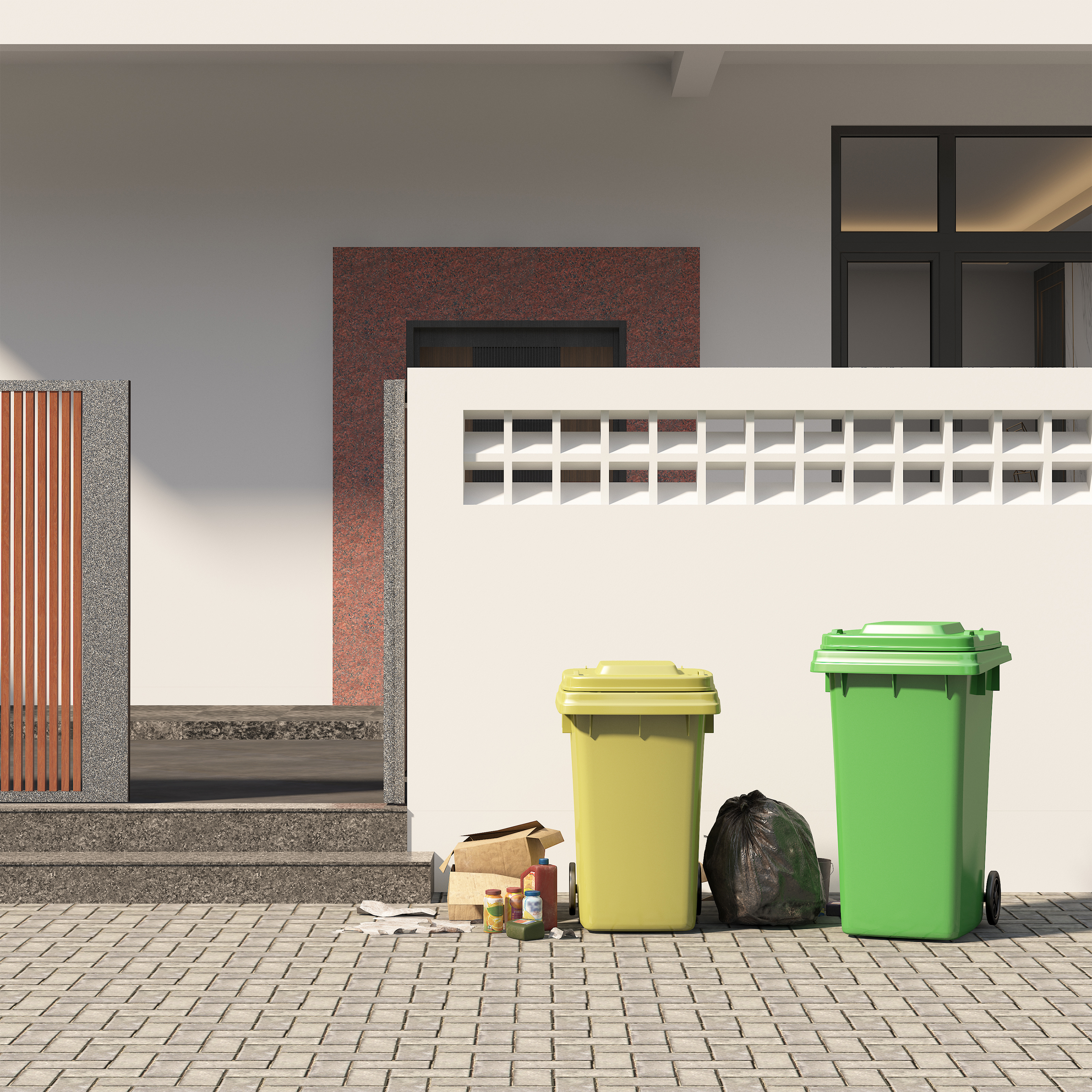 AXI Lucas Metal Garbage Bin Shed Anthracite/Wood look - 2 Garbage Bins