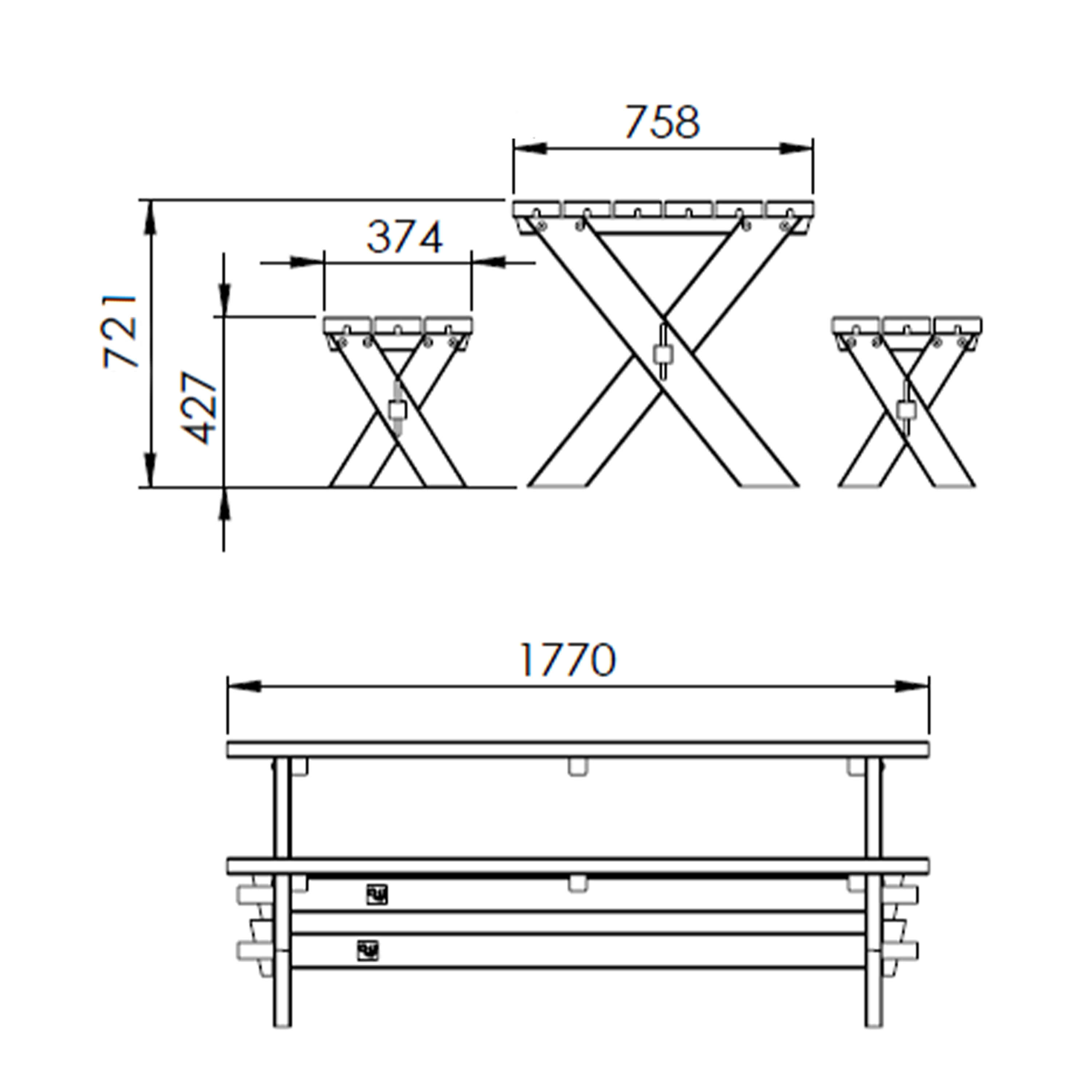 AXI Celine Wooden Picnic Table and Bench Set 177 cm - Brown/White