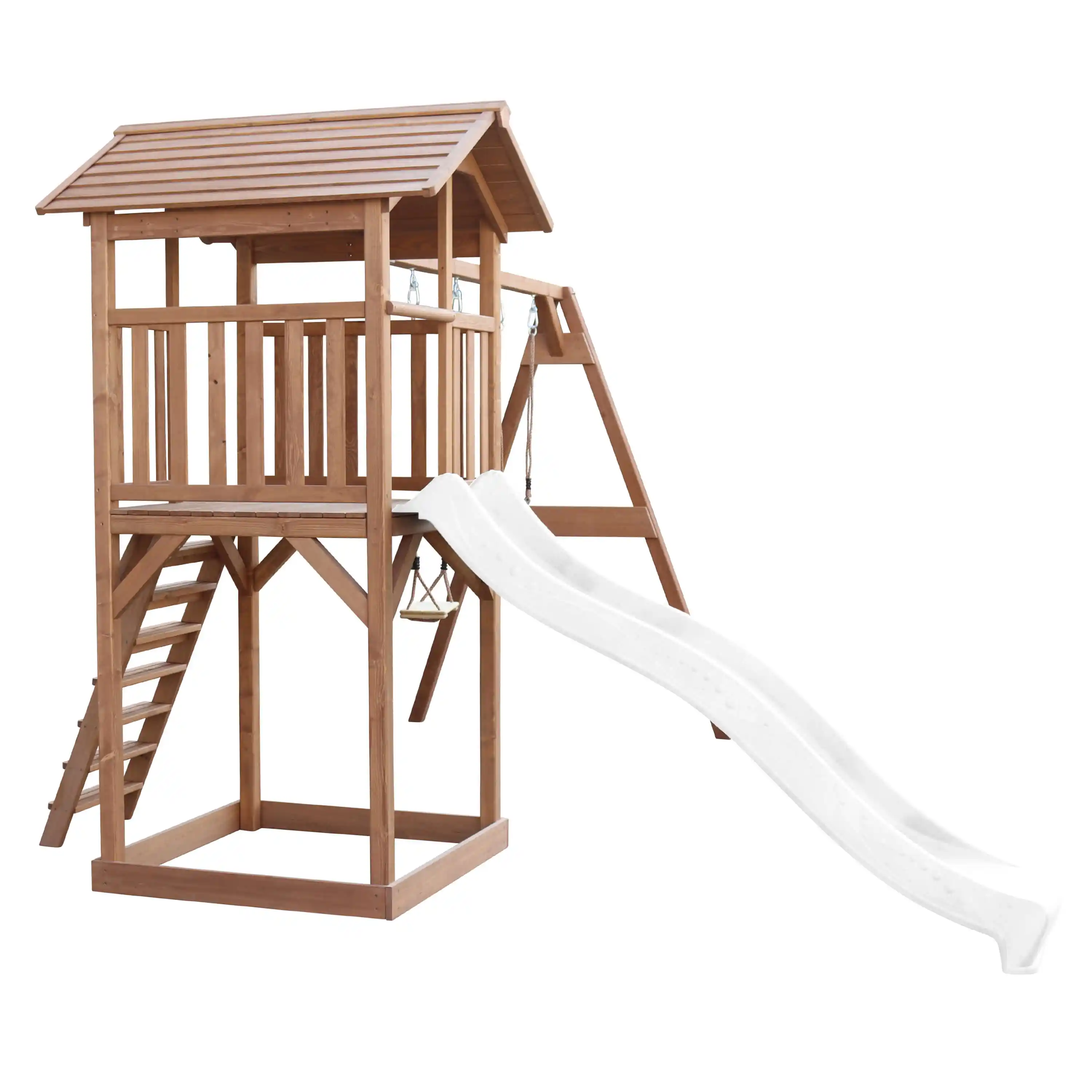 AXI Beach Tower Speeltoren met Dubbele Schommel Bruin - Witte Glijbaan