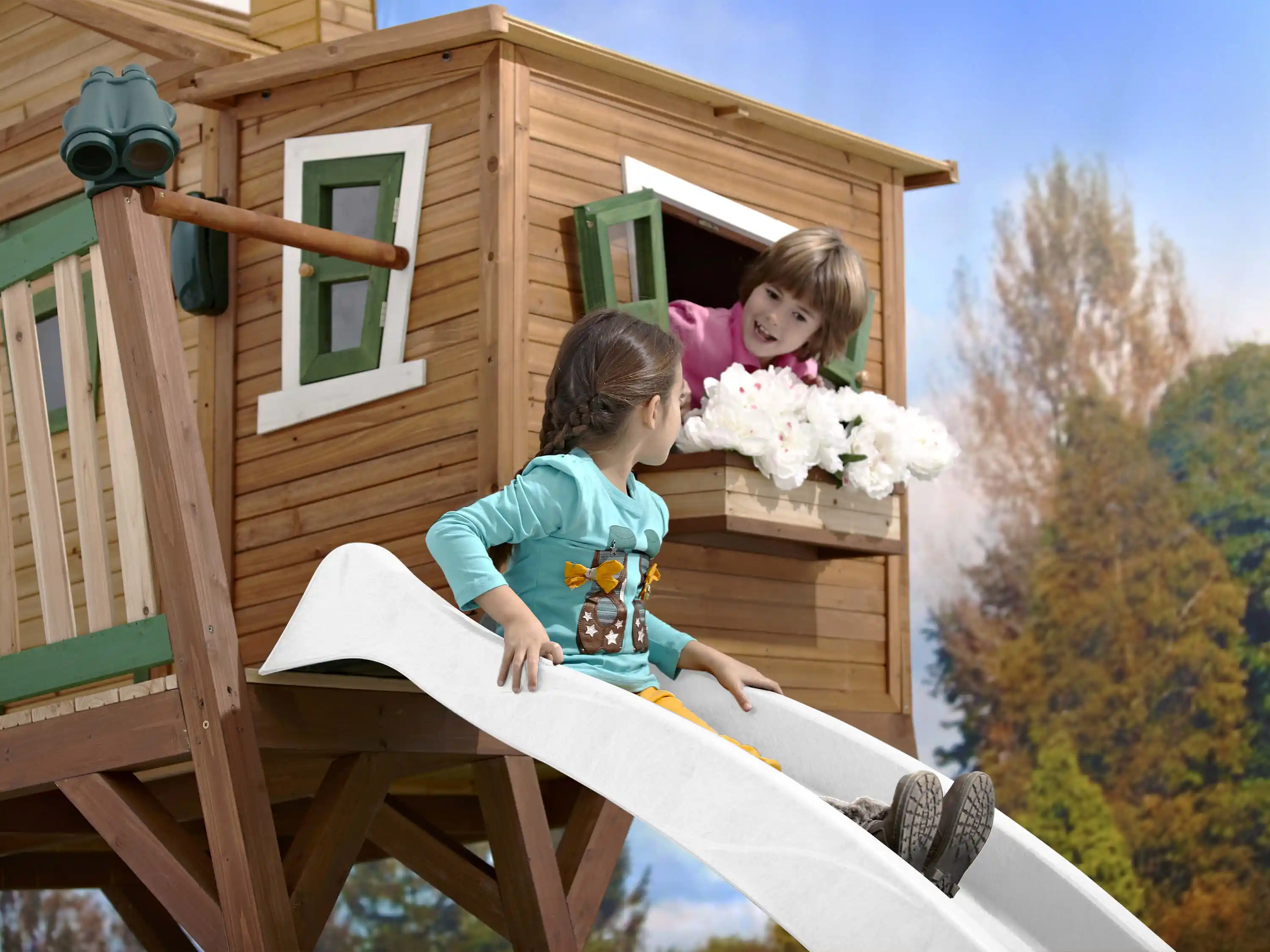 AXI Max Playhouse Brown/Green - White Slide