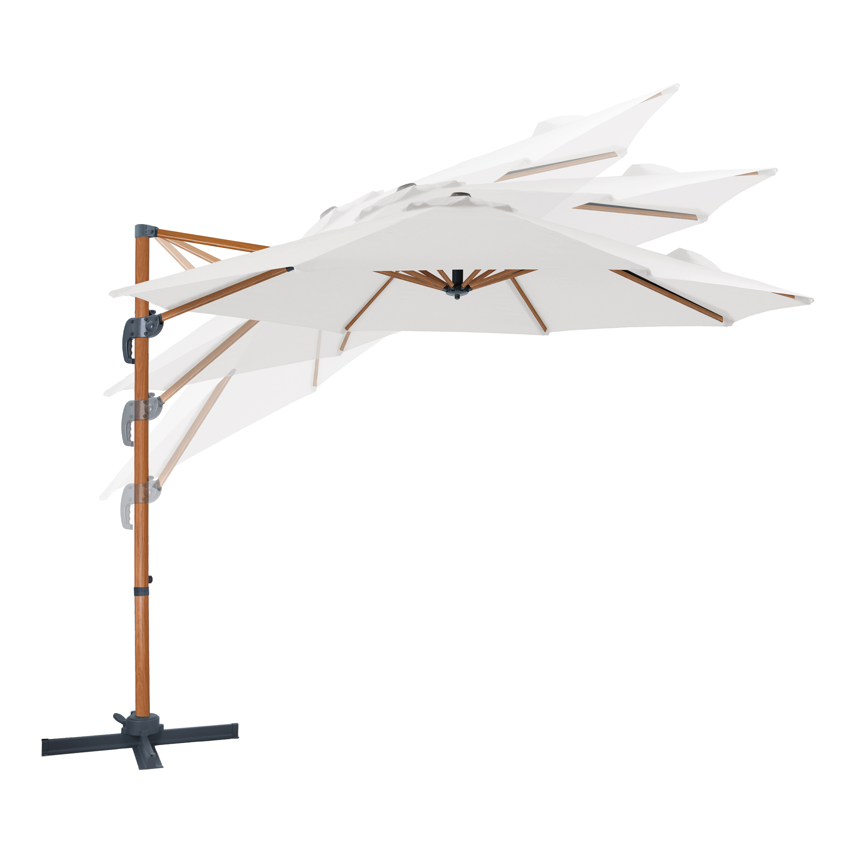 AXI Marisol Cantilever Parasol Ø 300cm Round - Wood-look/Beige