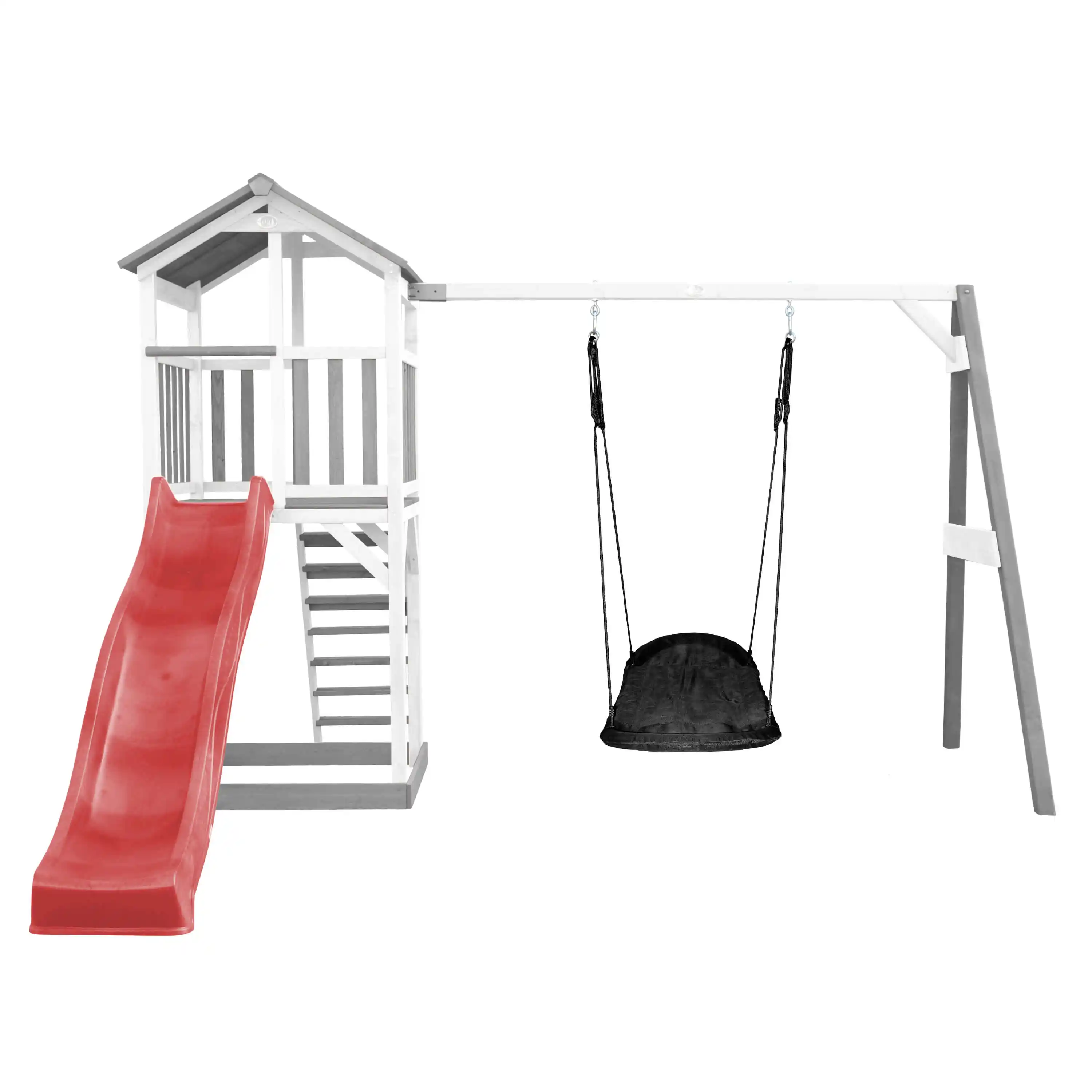 AXI Beach Tower with Roxy Nest Swing Set Grey/White - Red Slide