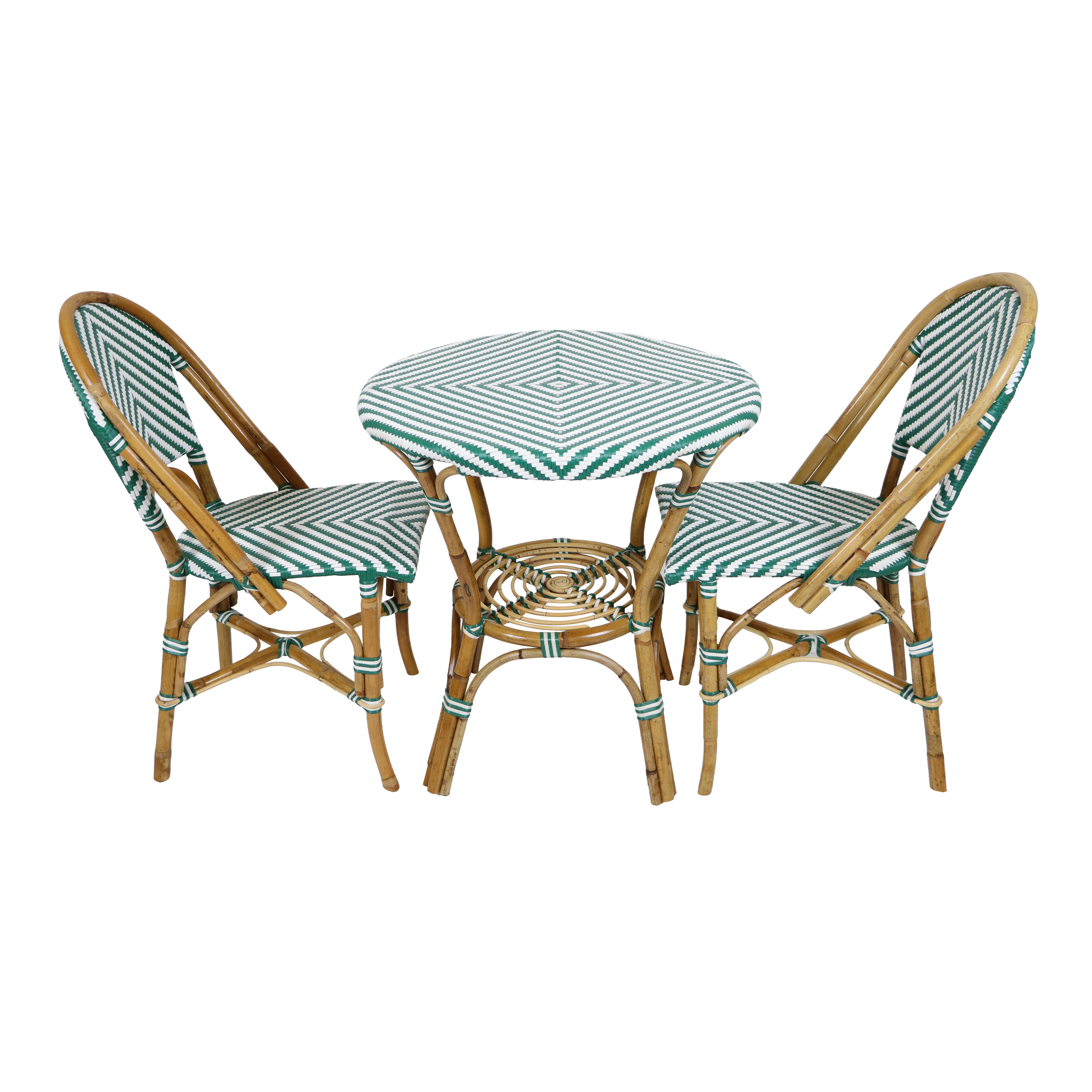 AXI Jacqueline Rattan Bistro Set Green/White