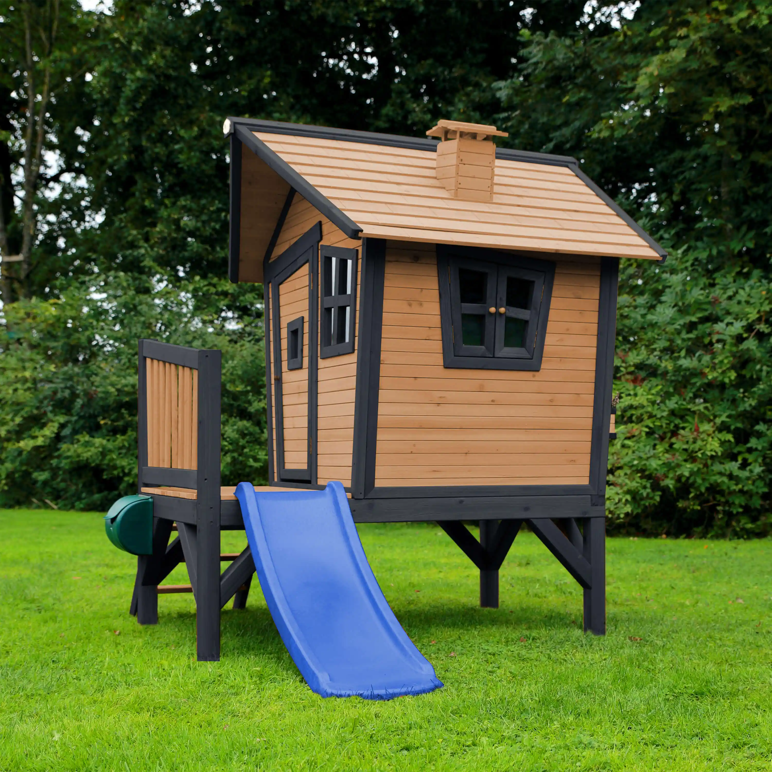 AXI Robin Playhouse Brown/Anthracite - Blue Slide