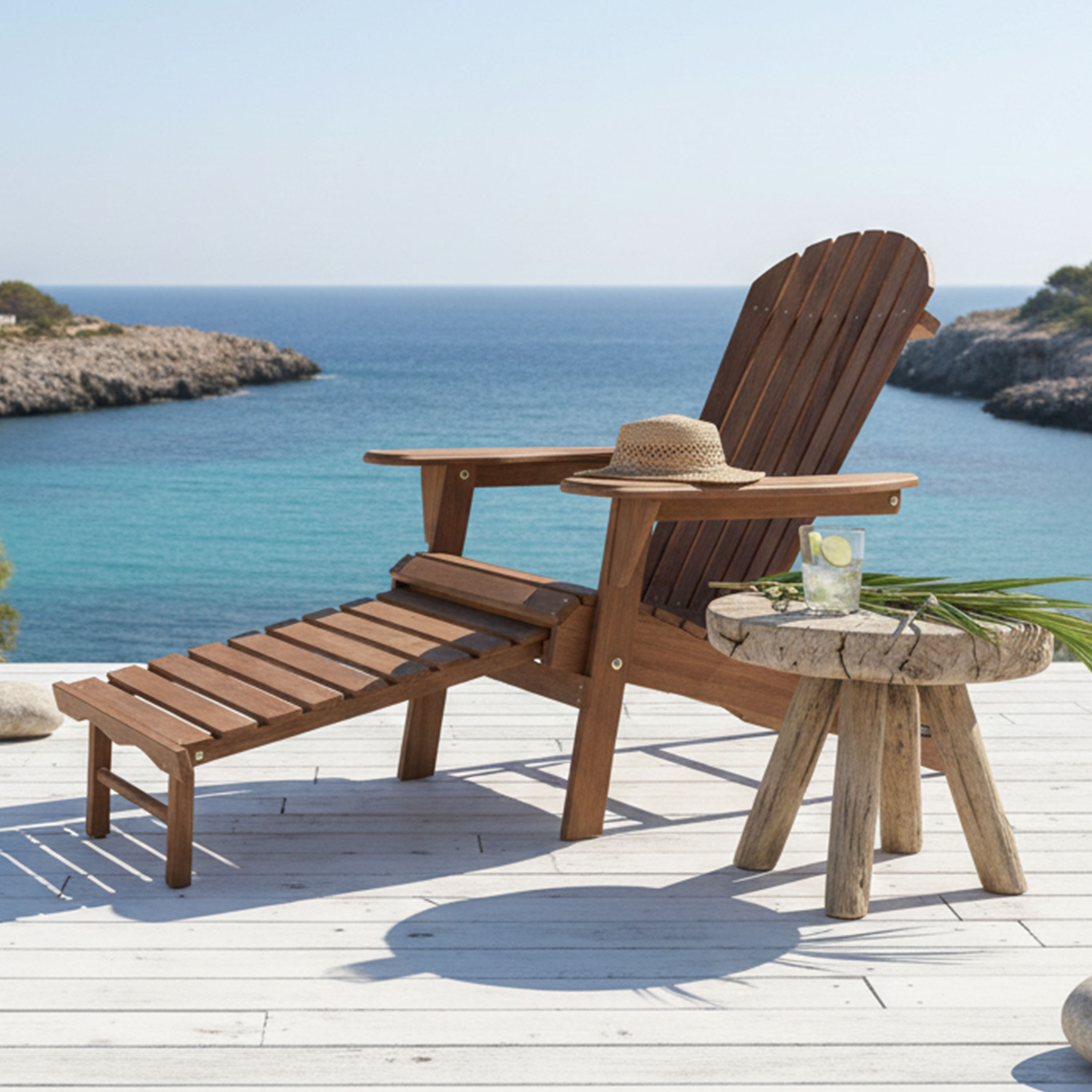 AXI Alexa Folding Adirondack Chair with Footrest Coffee Brown