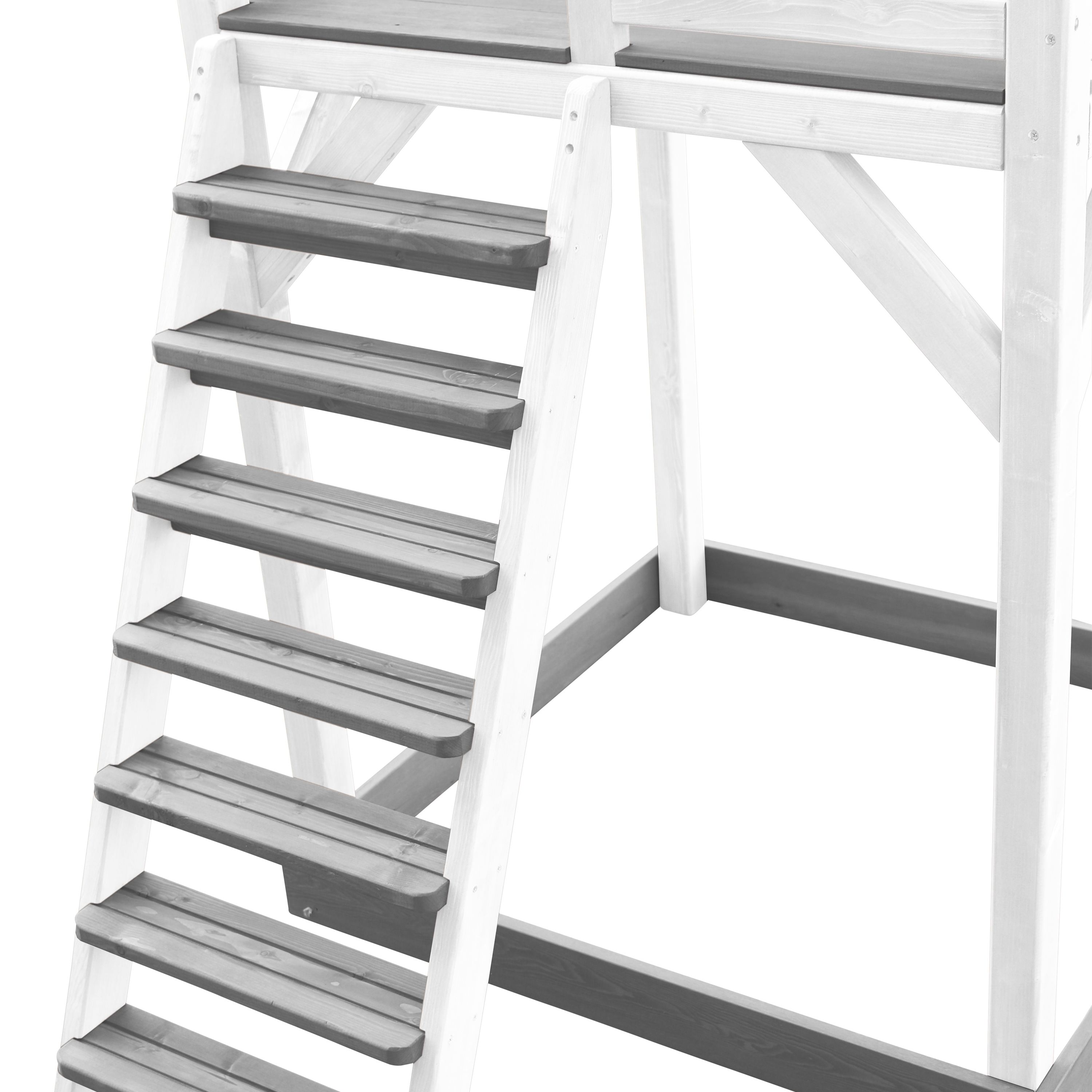 AXI Beach Tower with Climbing Frame and Single Swing Set Grey/White - Blue Slide