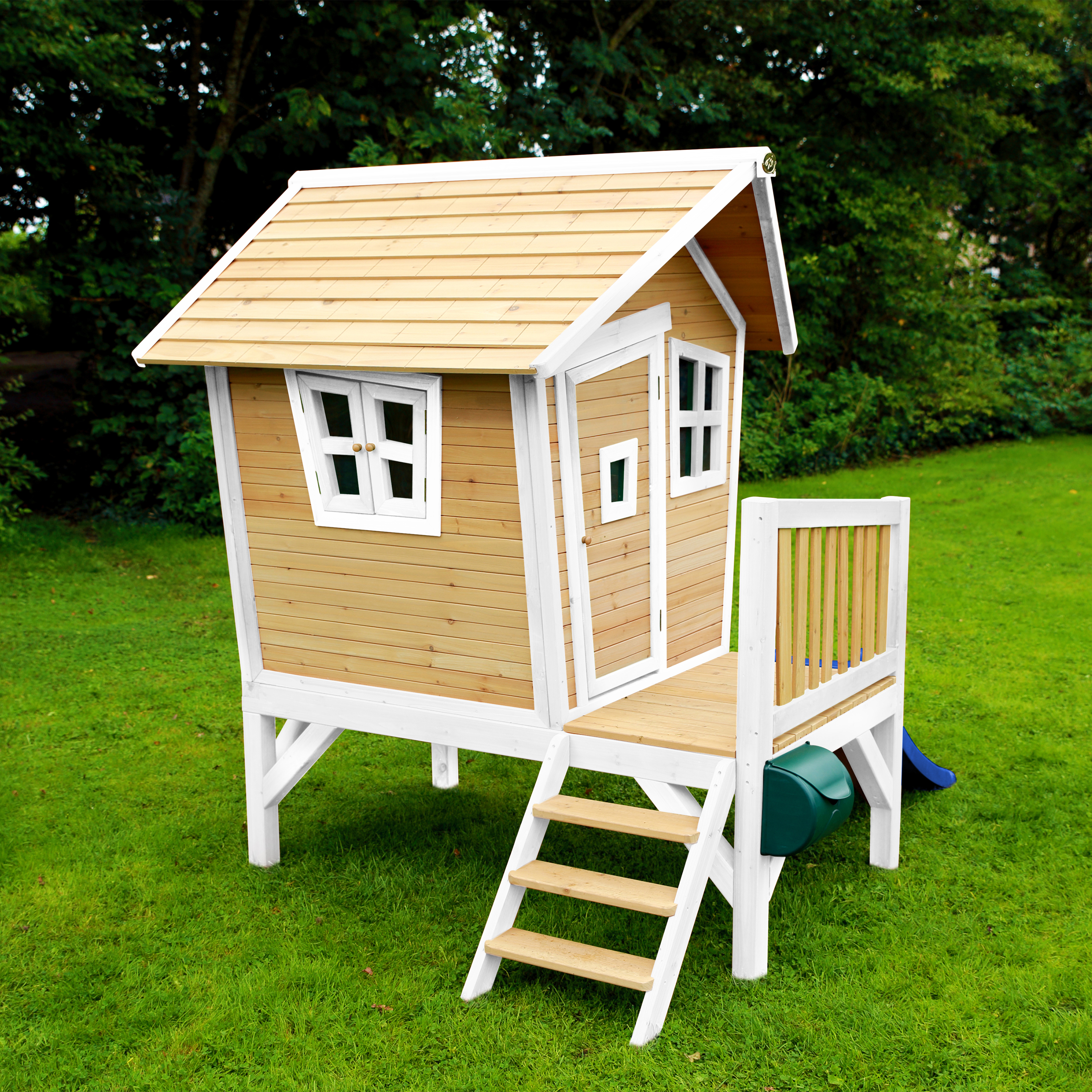 AXI Robin Playhouse Brown/White - Blue Slide