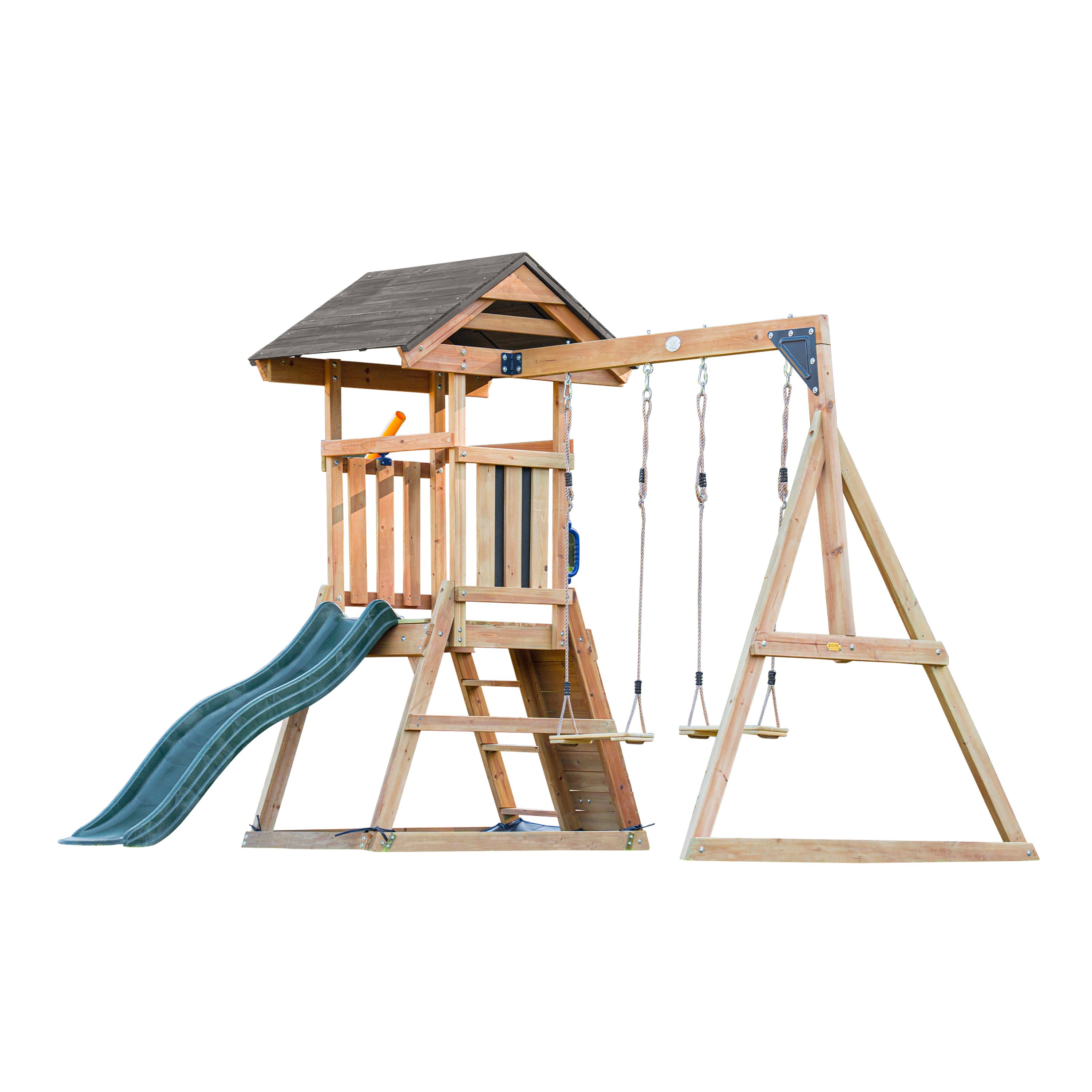 AXI Mia Climbing Frame with Double Swing Set – Green Slide