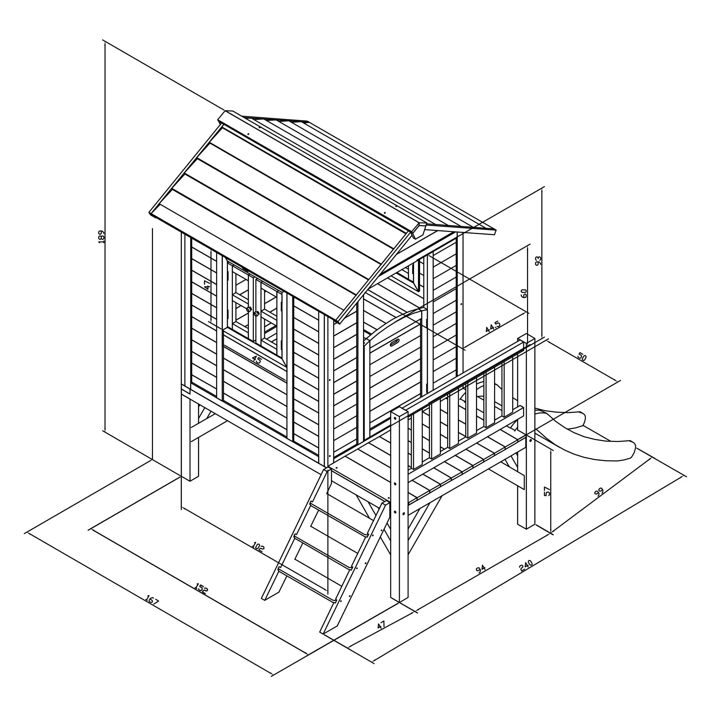 AXI Lodge XL Playhouse Cool Grey - Red Slide