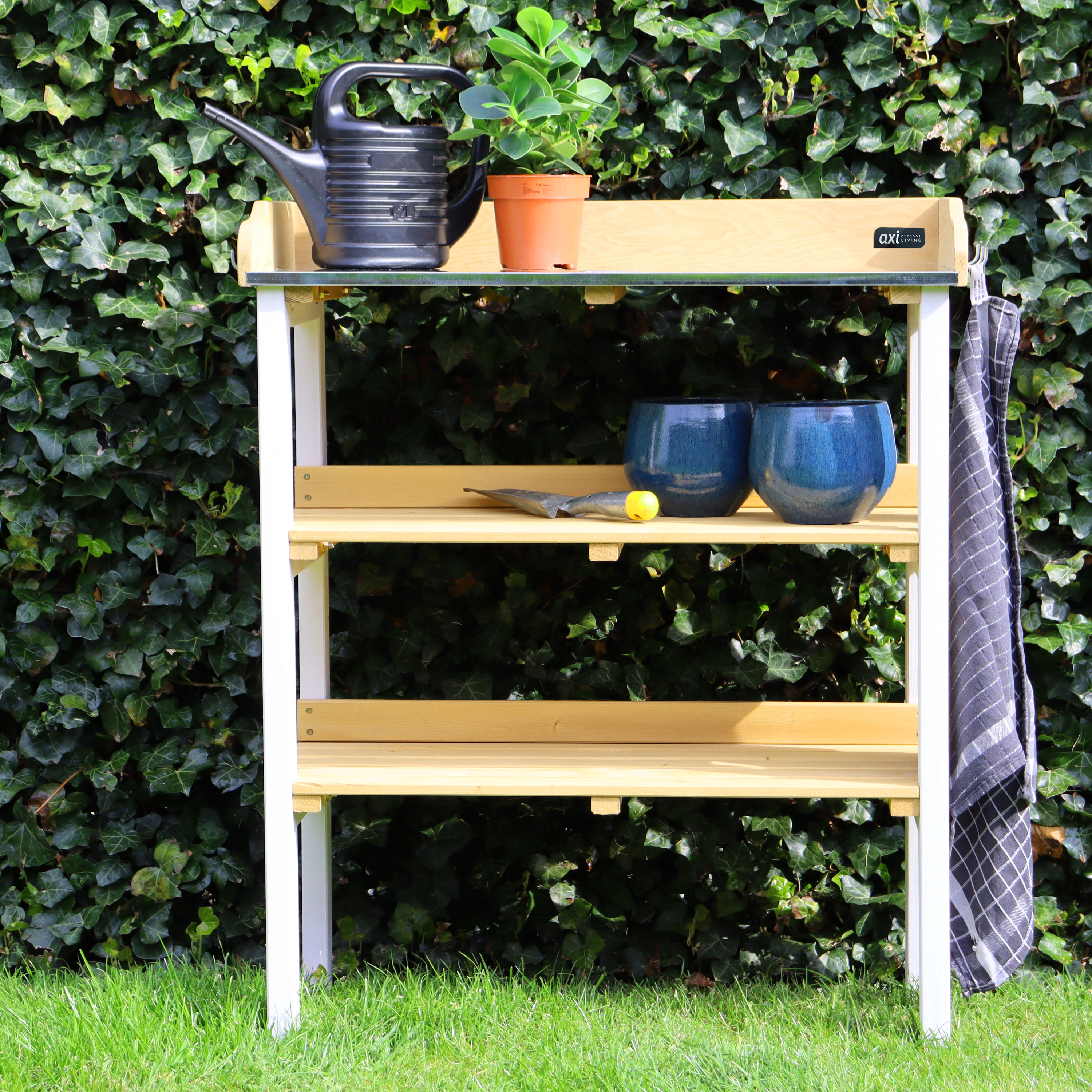 AXI Potting Table with storage shelves - Brown/White