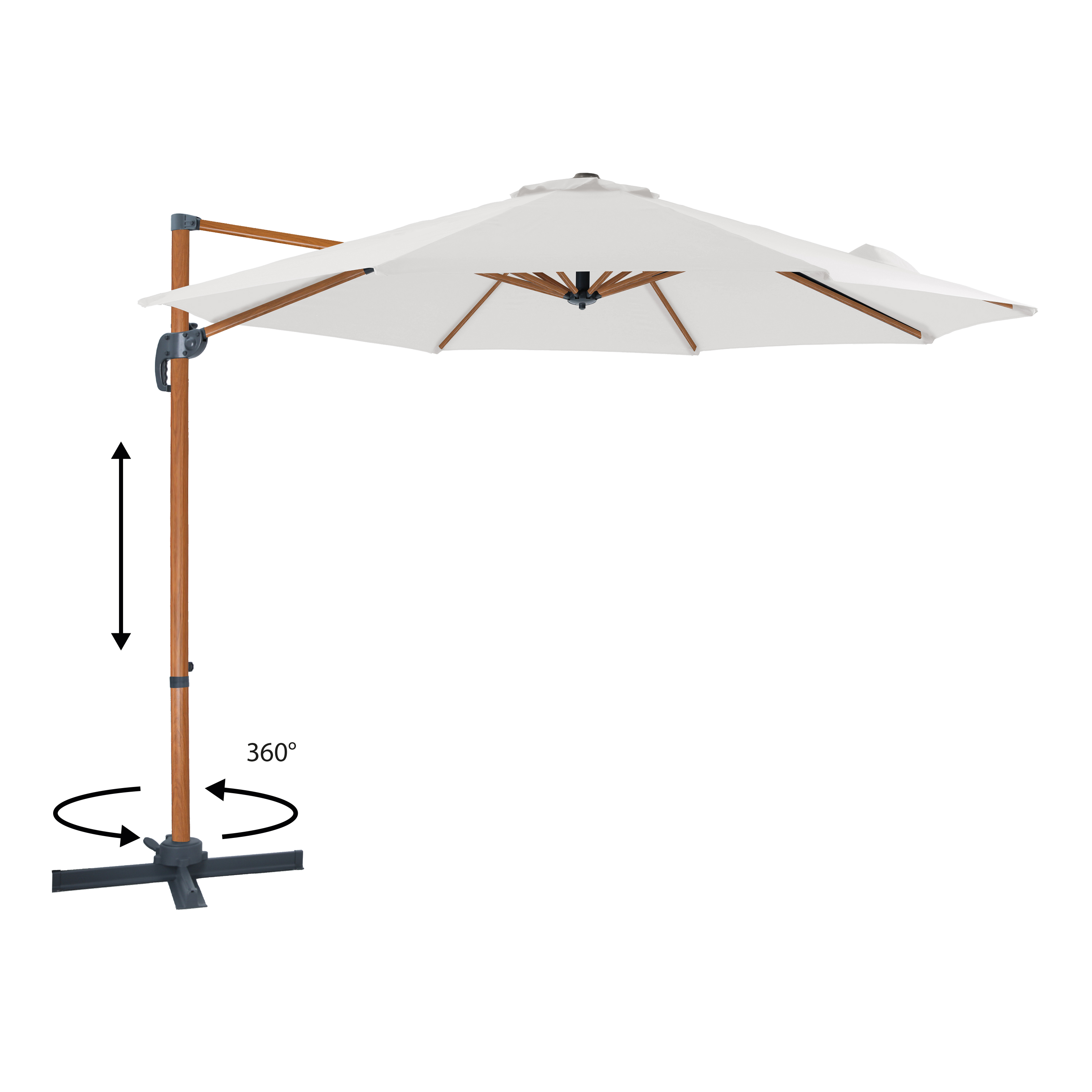 AXI Marisol Cantilever Parasol Ø 300cm Round - Wood-look/Beige