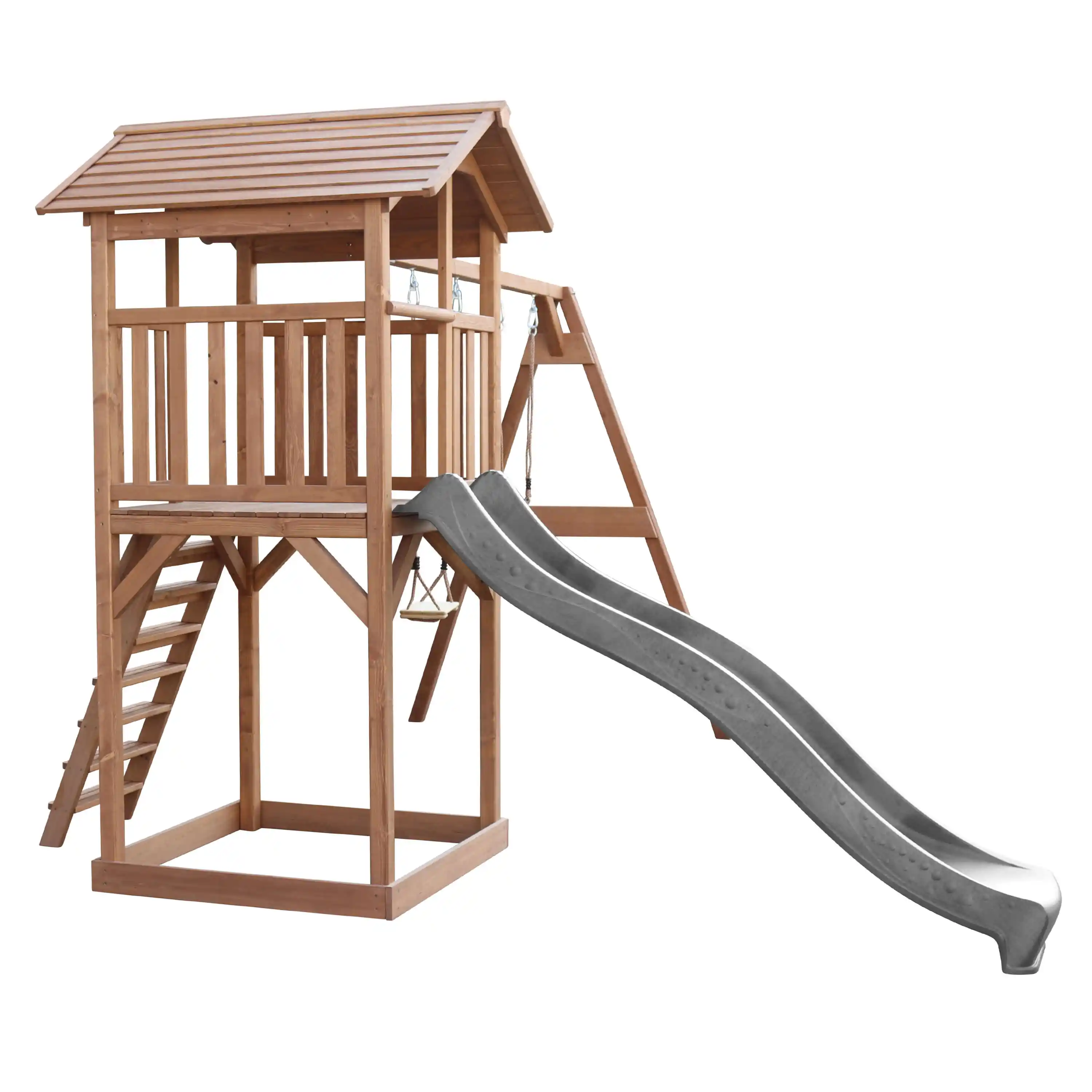 AXI Beach Tower with Double Swing Set Brown - Grey Slide