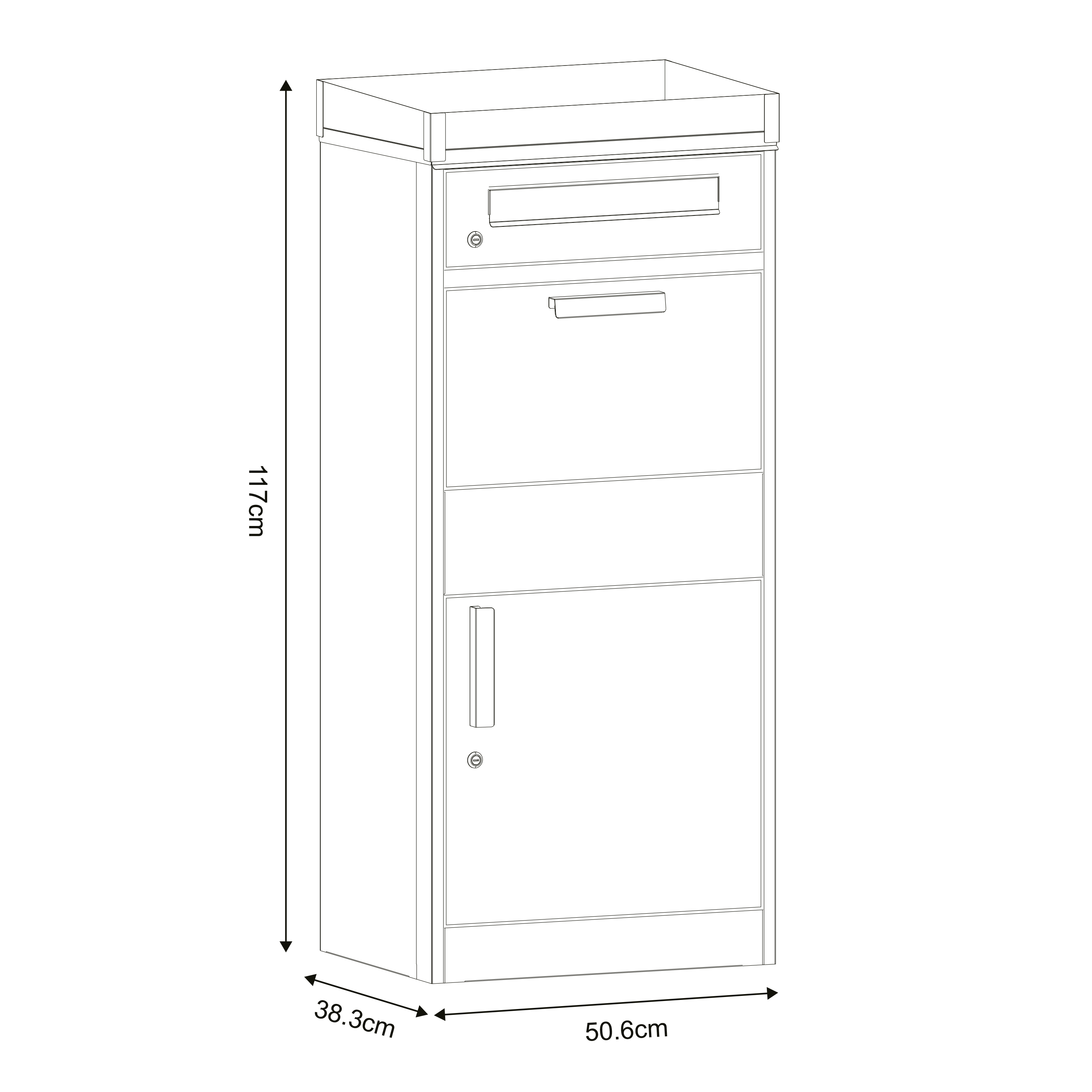 AXI Levi Metal Parcel Mailbox in Anthracite with Planter