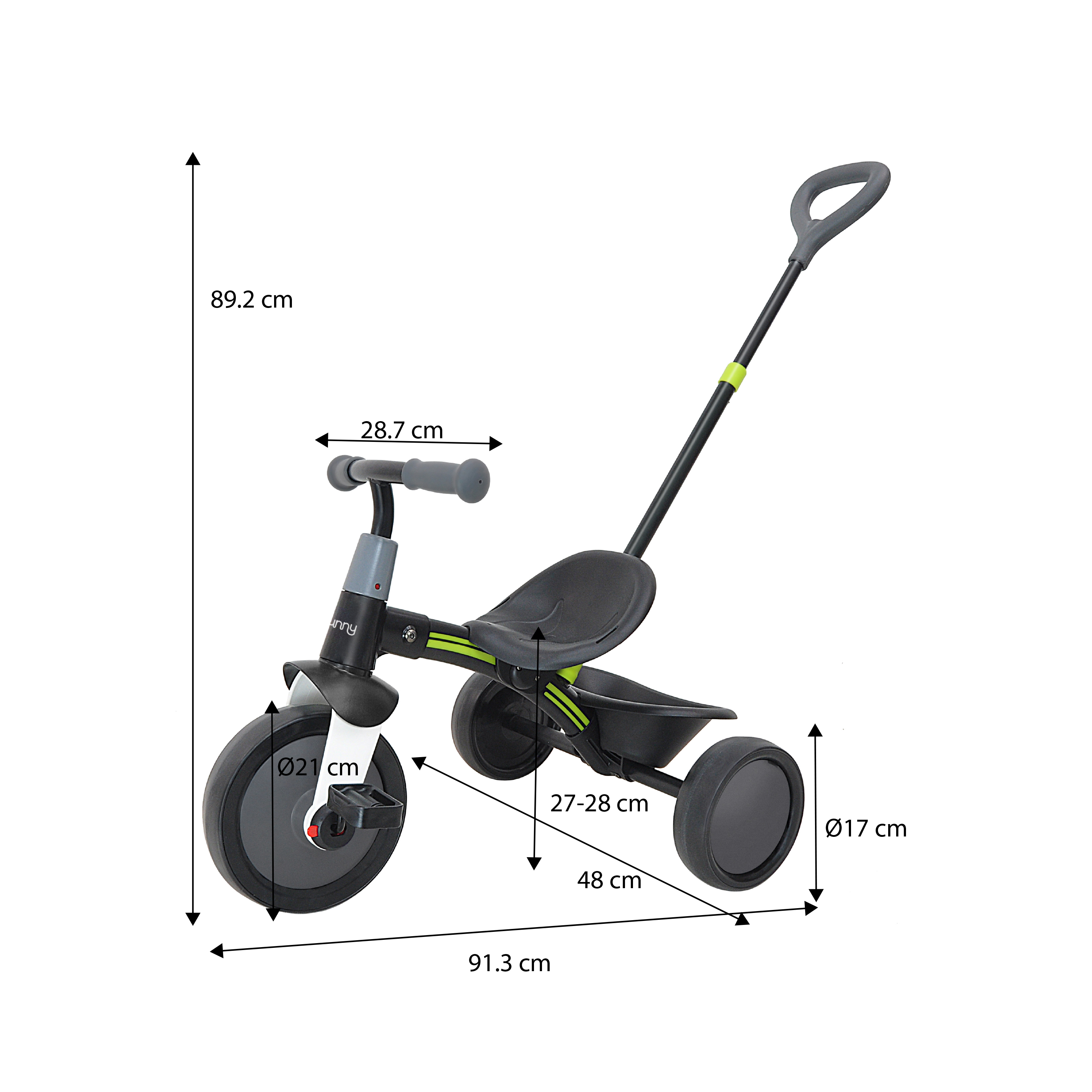 Sunny Tricycle with Removable Pushbar - Black