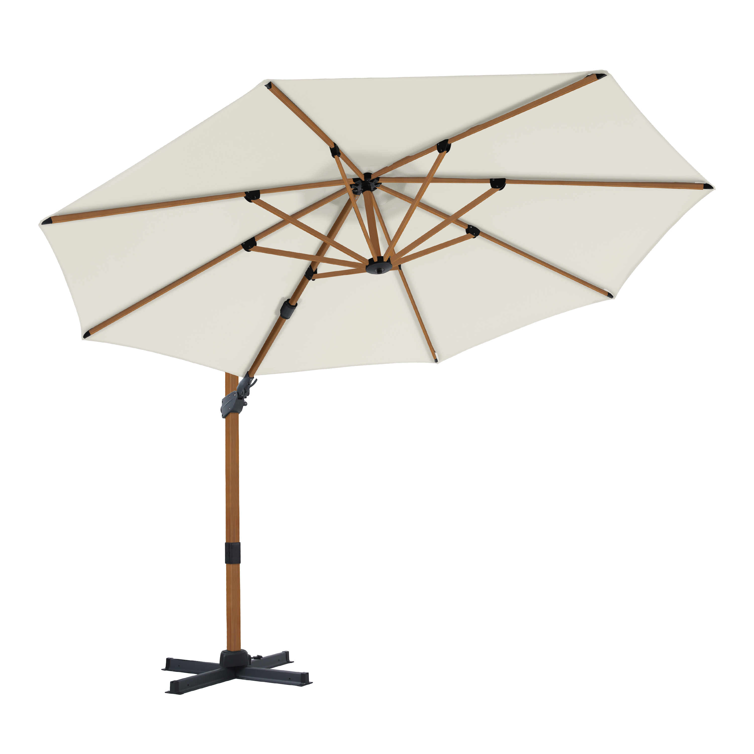 AXI Cyrus Premium Cantilever Parasol Ø 300cm Round - Wood-look/Beige