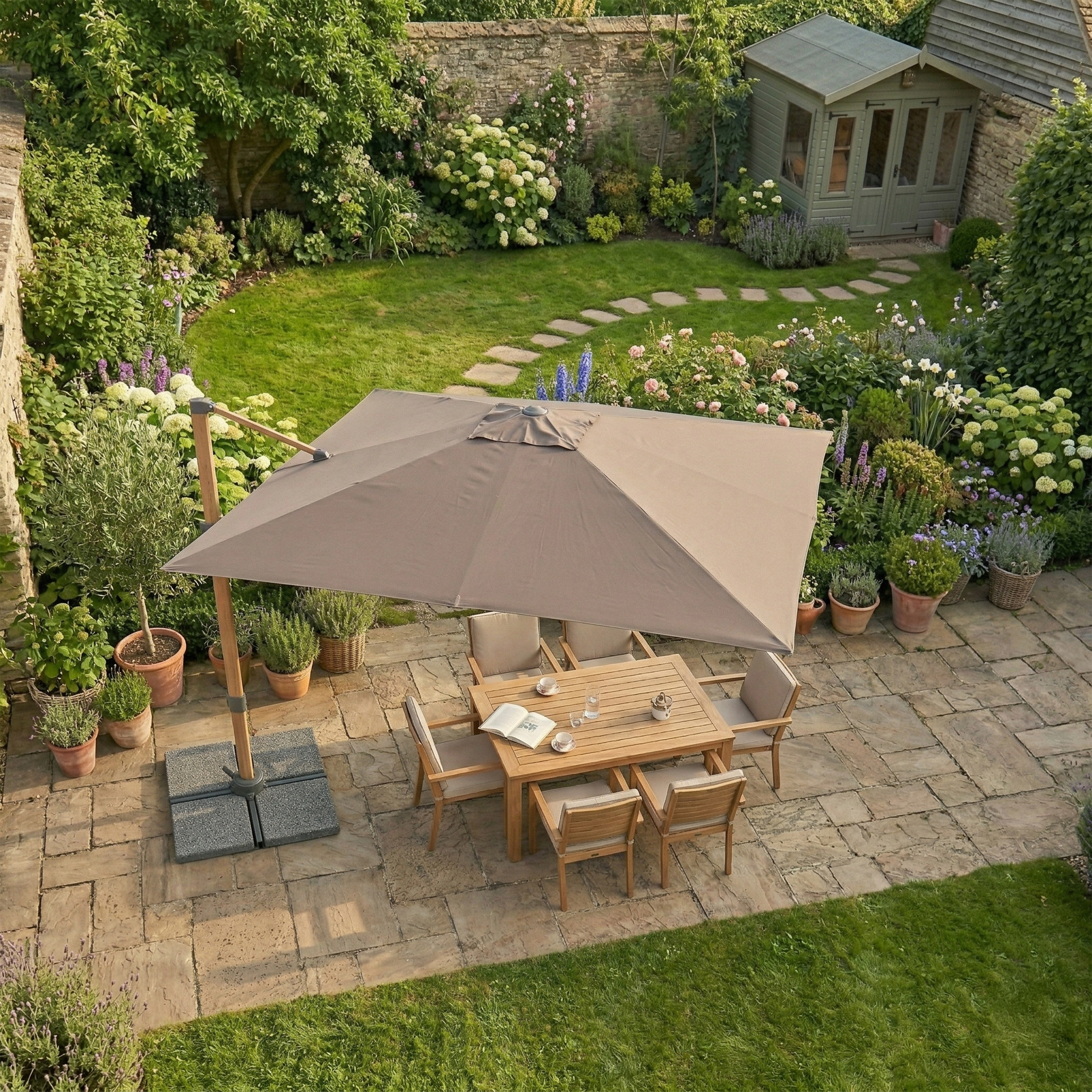 AXI Alina Cantilever Parasol 300x300cm Wood-look/Taupe