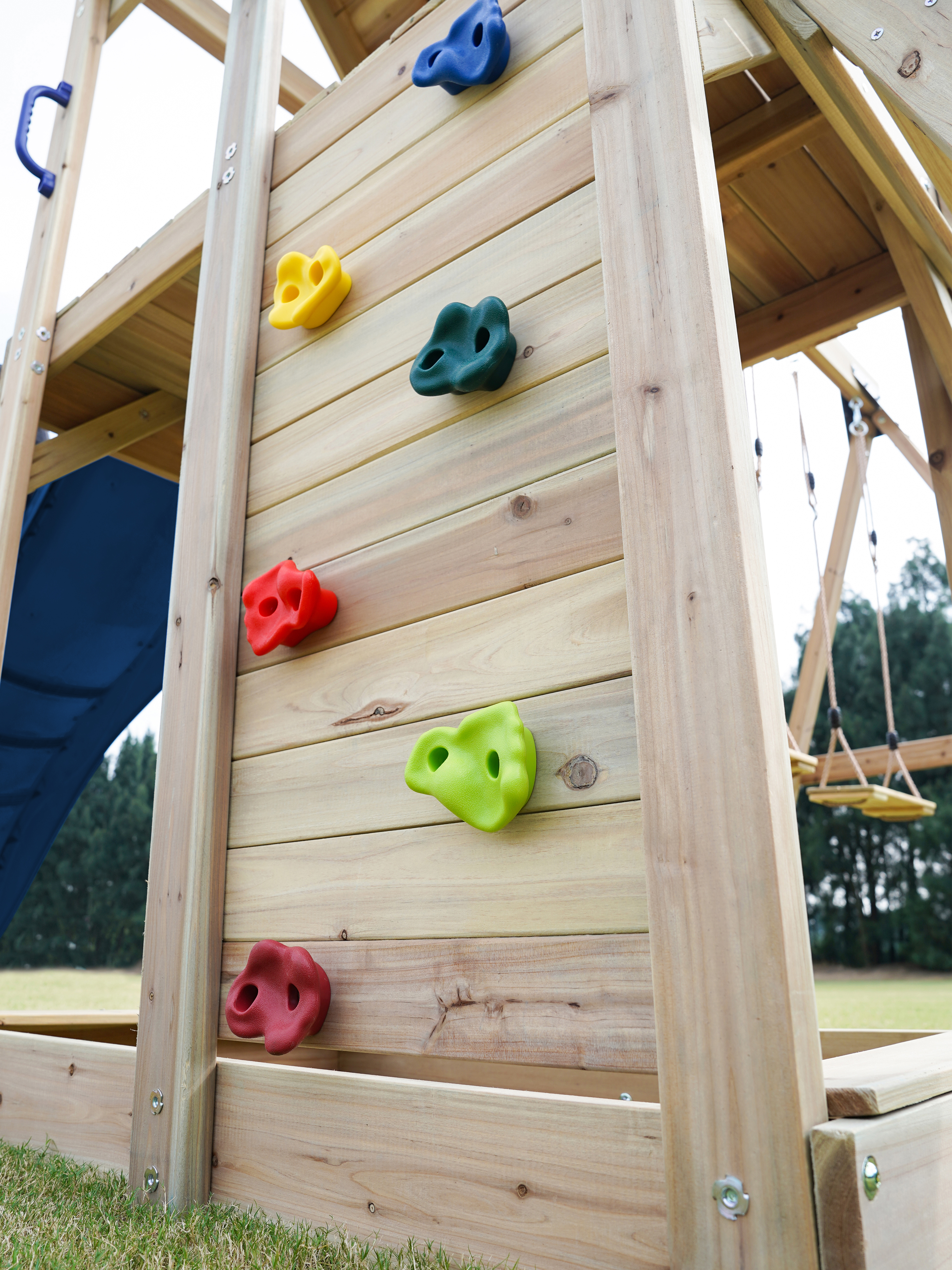 AXI Moos Climbing Frame with Double Swing Set - Blue Slide