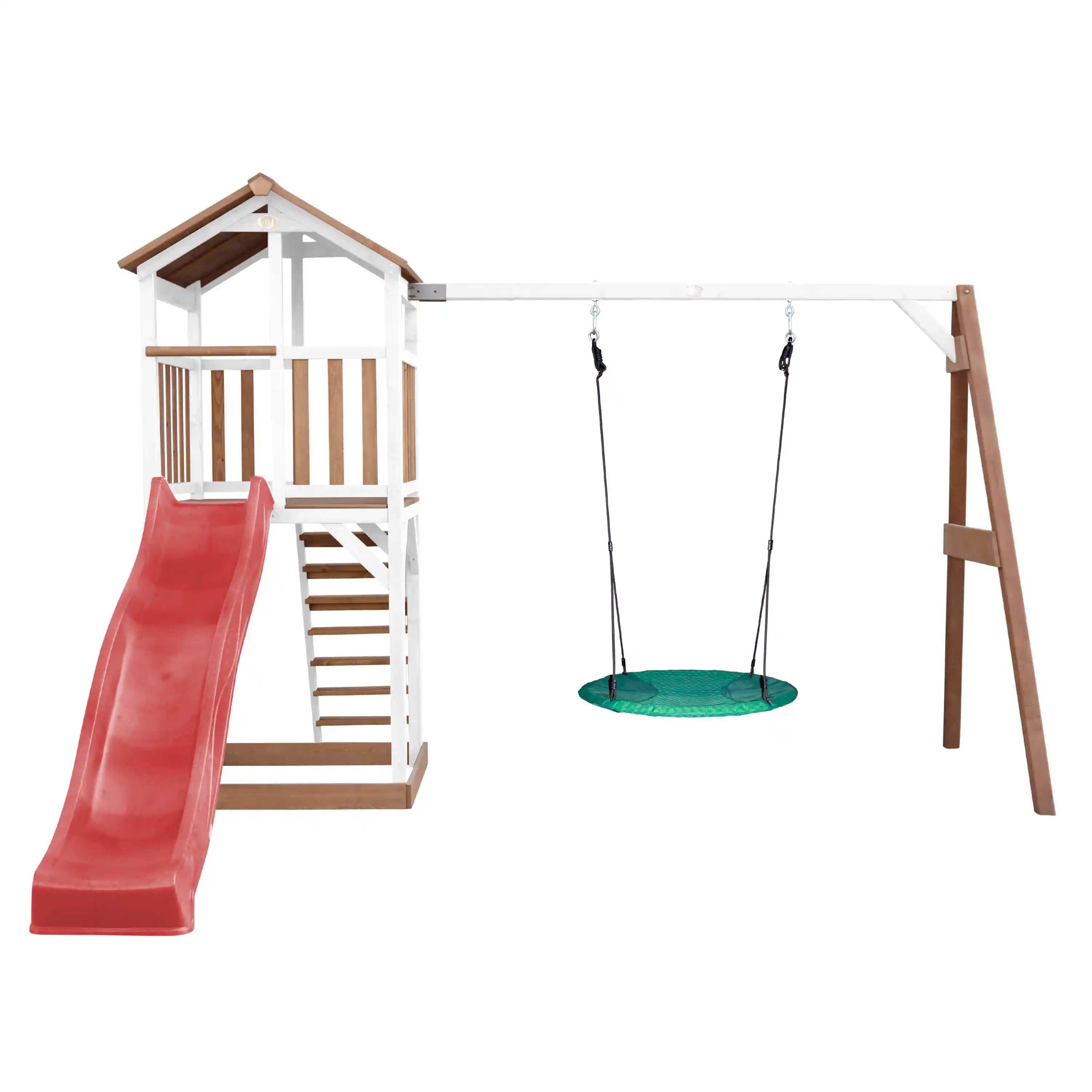 AXI Beach Tower with Summer Nest Swing Set Brown/White - Blue Slide