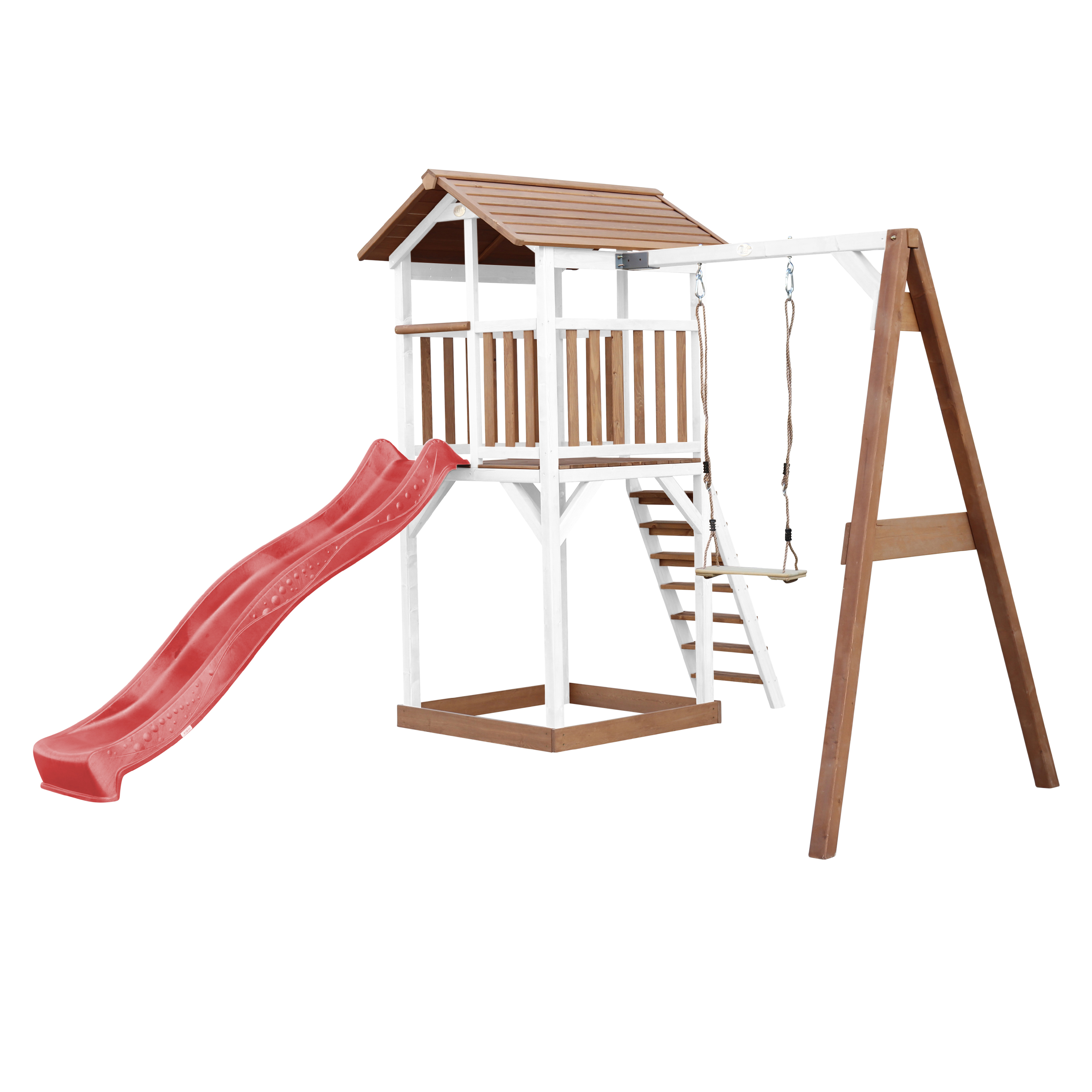 AXI Beach Tower with Single Swing Set Brown/White - Red
