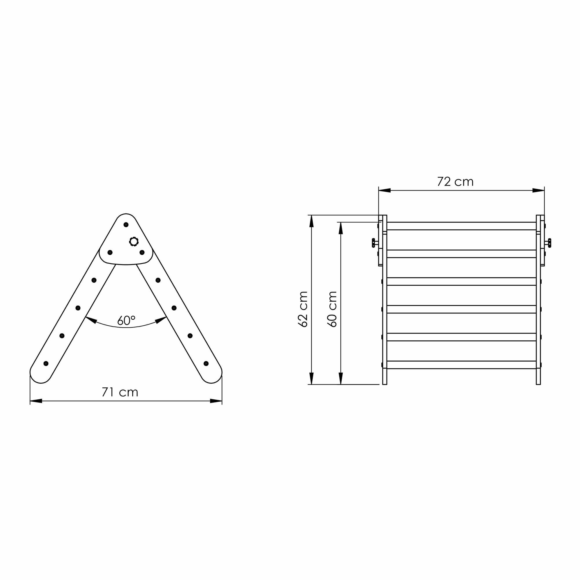 KateHaa Wooden Climbing Triangle with Ladder and Climbing Wall - Pastel