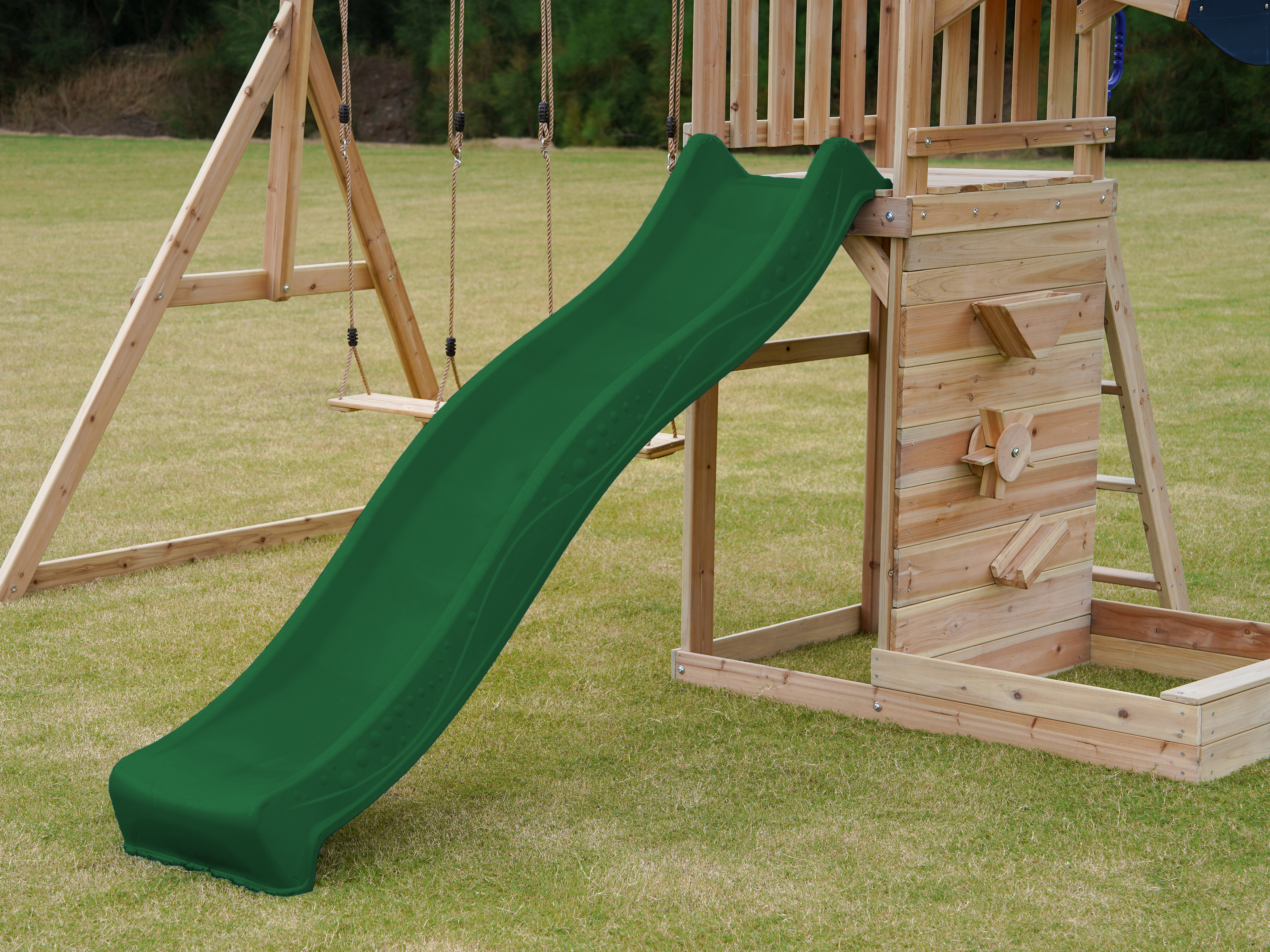 AXI Malik Climbing Frame with Double Swing Set - Green Slide