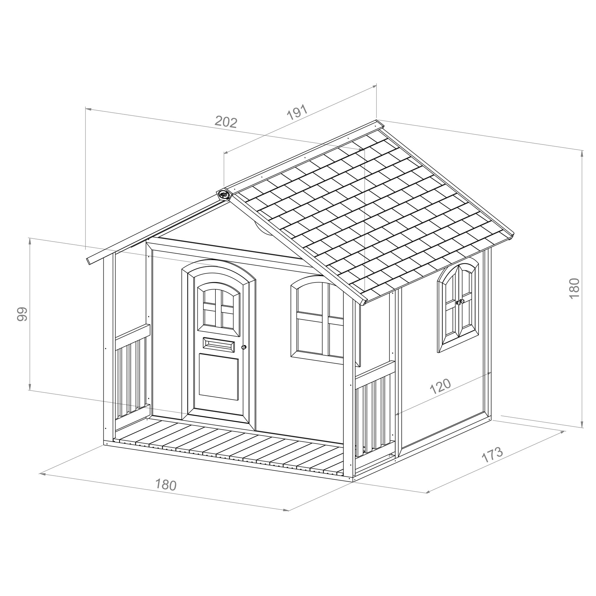 maattekening AXI Milan Speelhuis Bruin/groen