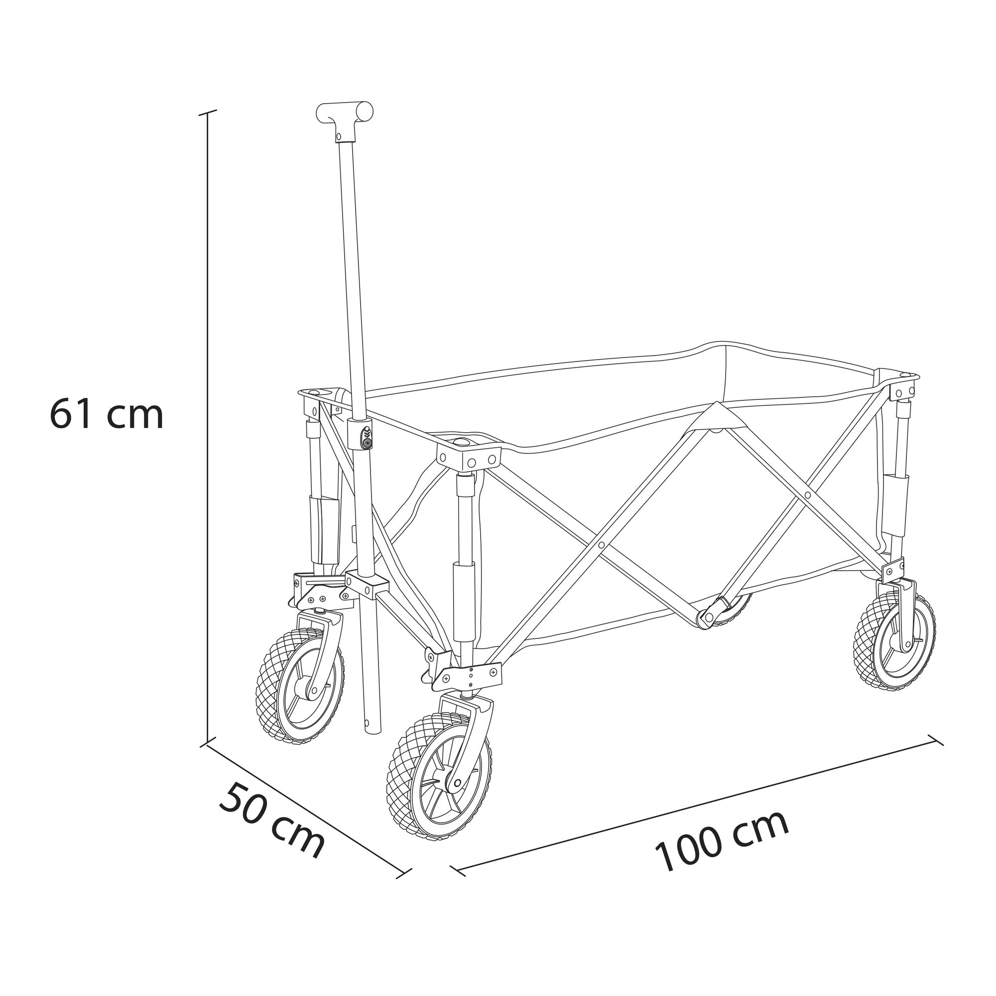 maattekening AXI AB110 Opvouwbare Bolderwagen Blauw