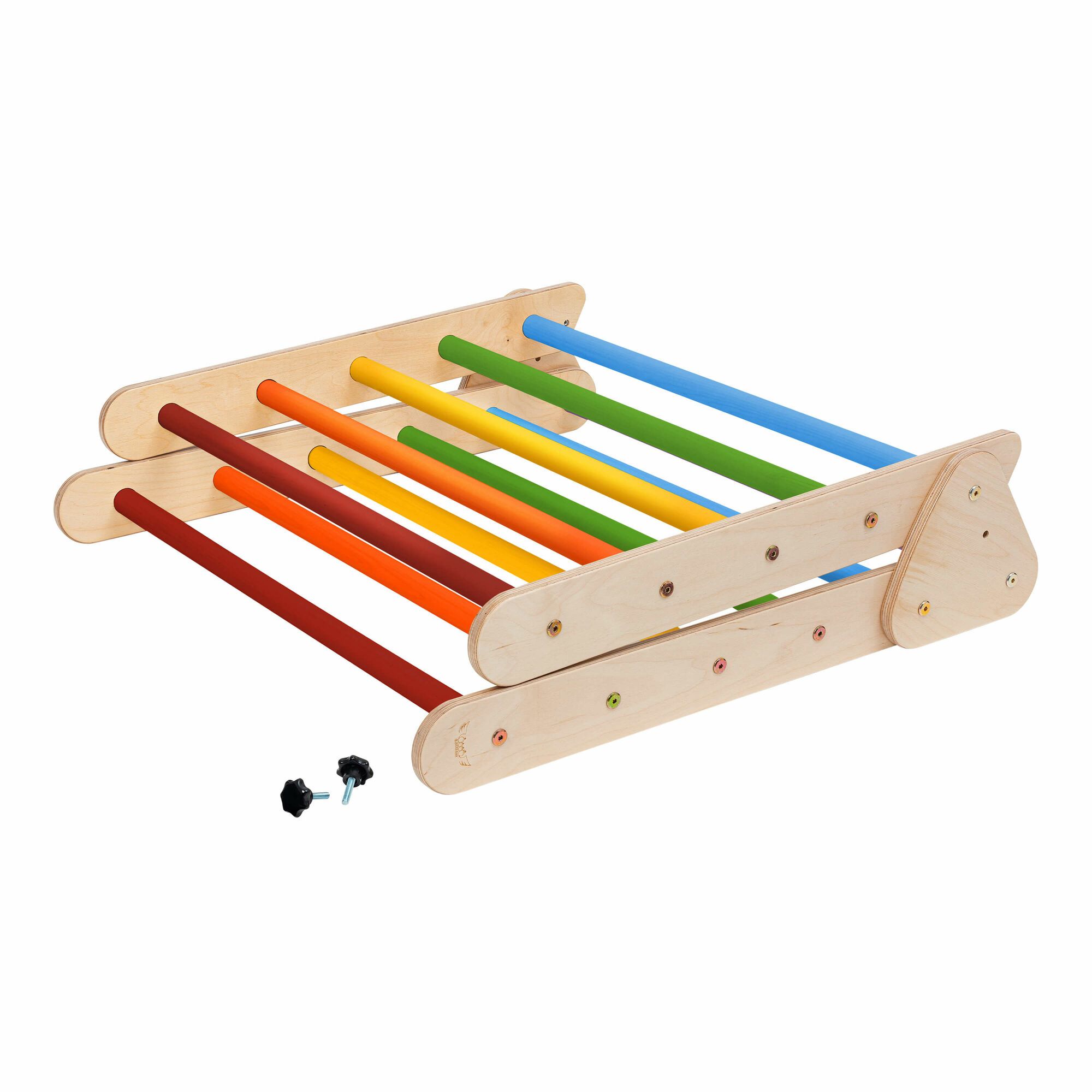 KateHaa Wooden Climbing Triangle with Ladder - Rainbow