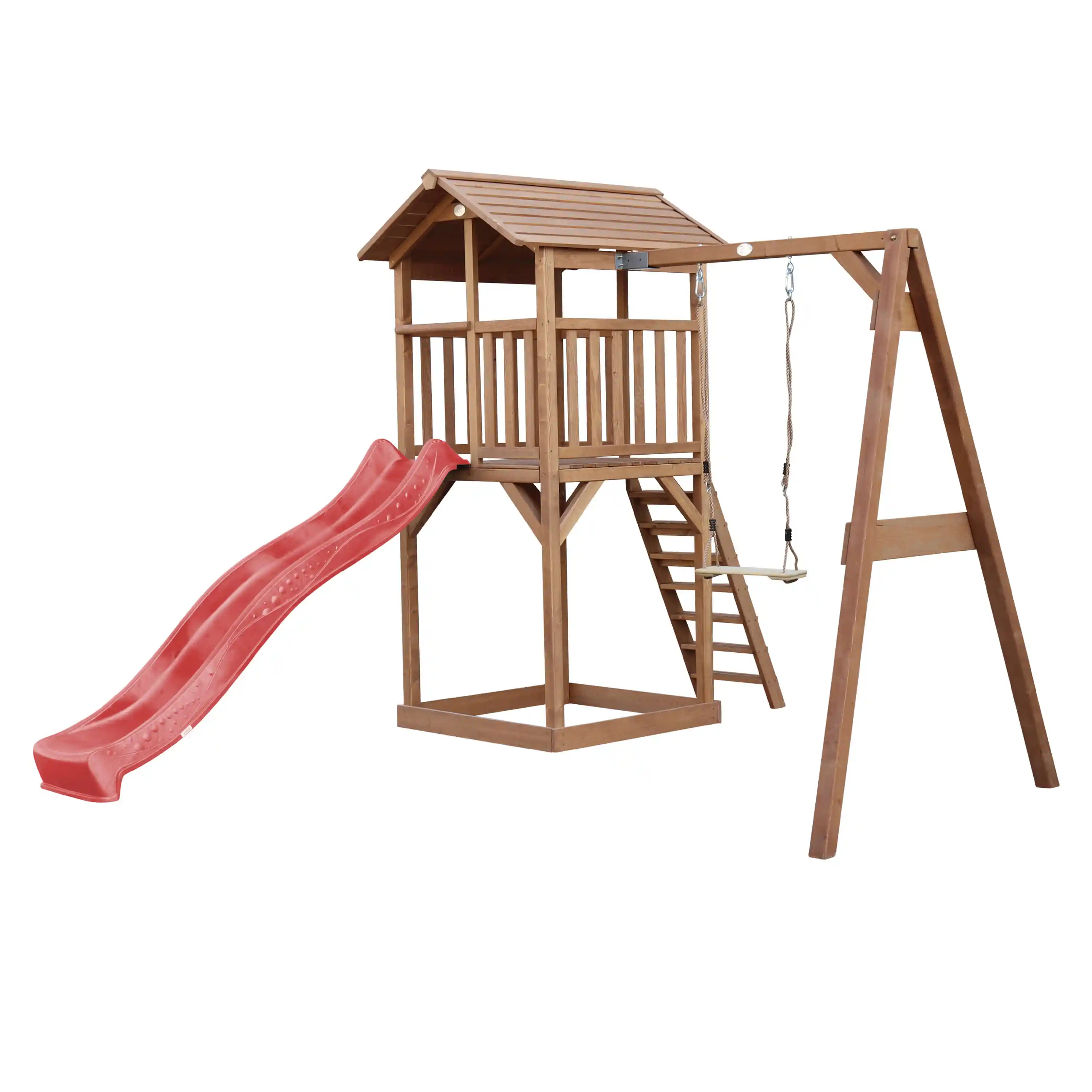 AXI Beach Tower with Single Swing Set Brown - Red