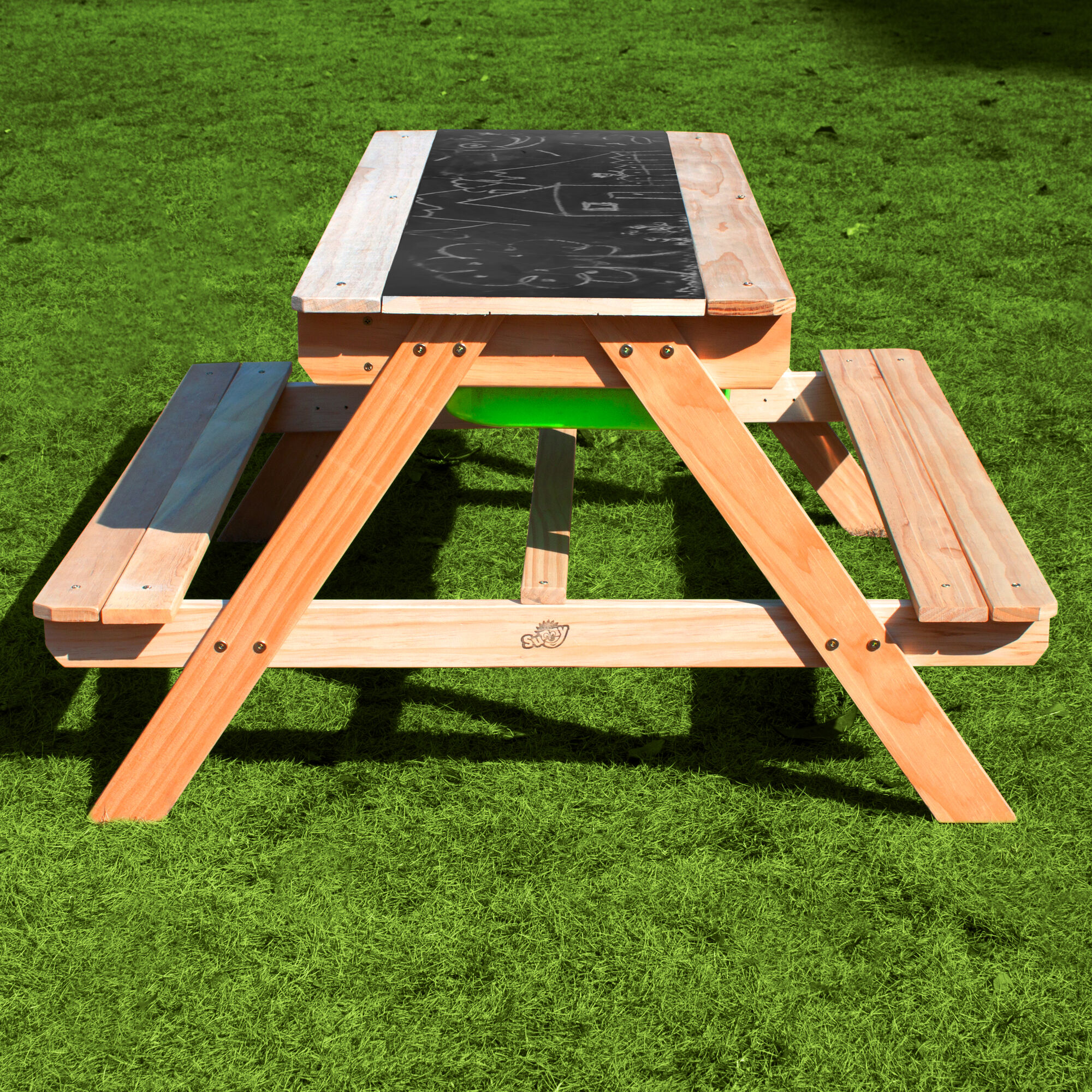 Sunny Dual Top 2.0 Sand & Water Picnic Table with Green Bins