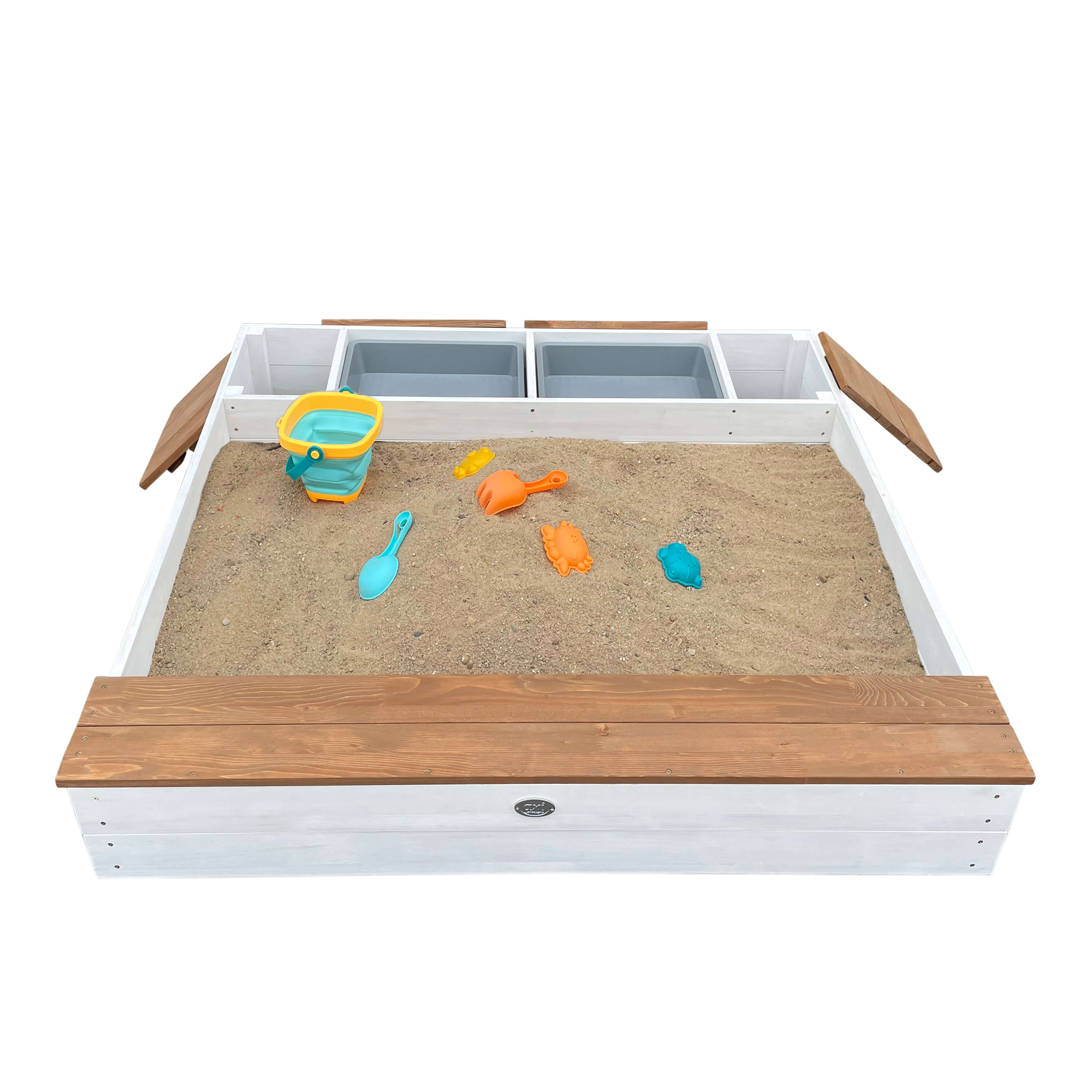 AXI Evy Sandbox with Bins and Storage - White/Brown