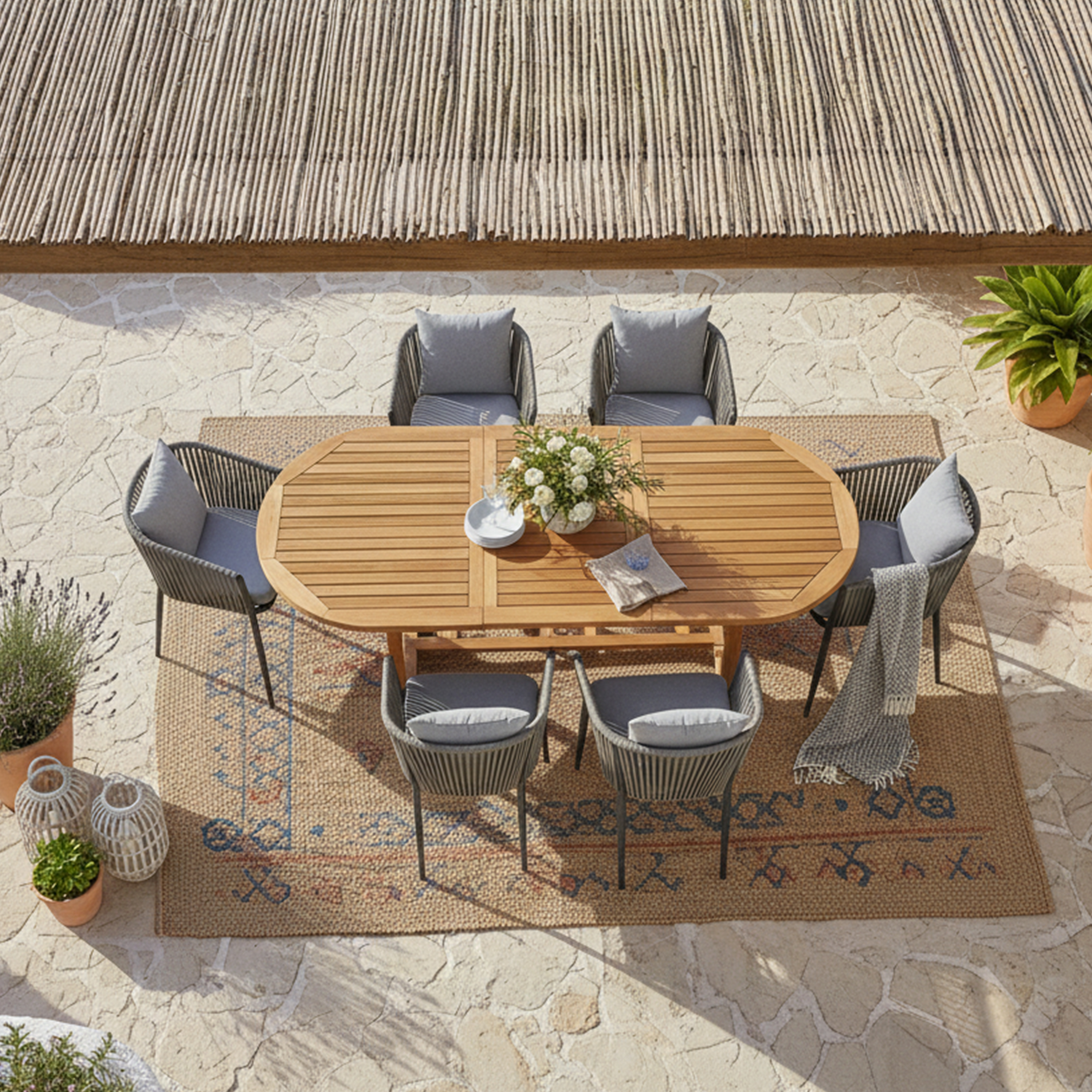 AXI Marzi/Faye 180-240 cm Dining Garden Set 7-piece Teak/Anthracite - Extendable