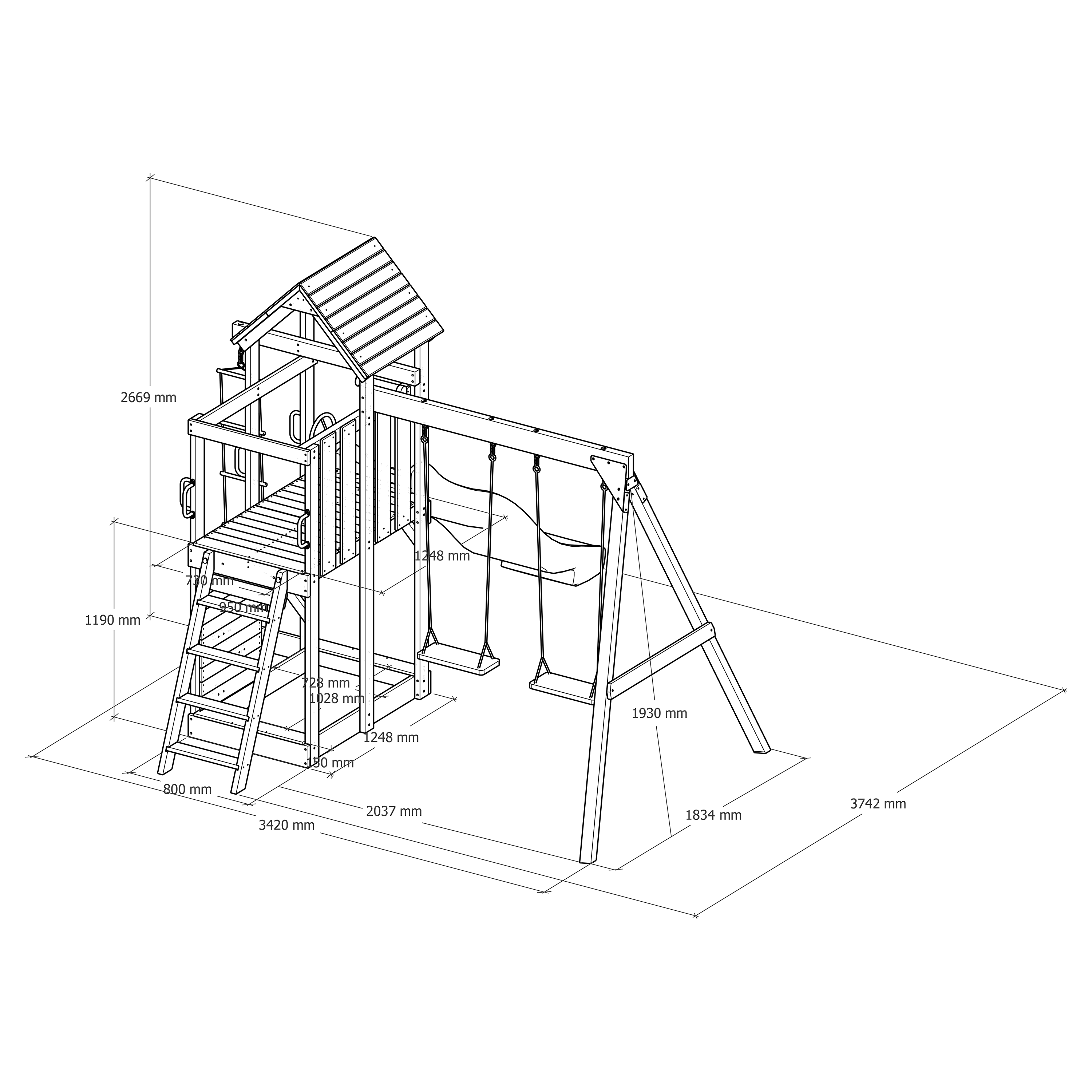 AXI Moos Climbing Frame with Double Swing Set - Blue Slide