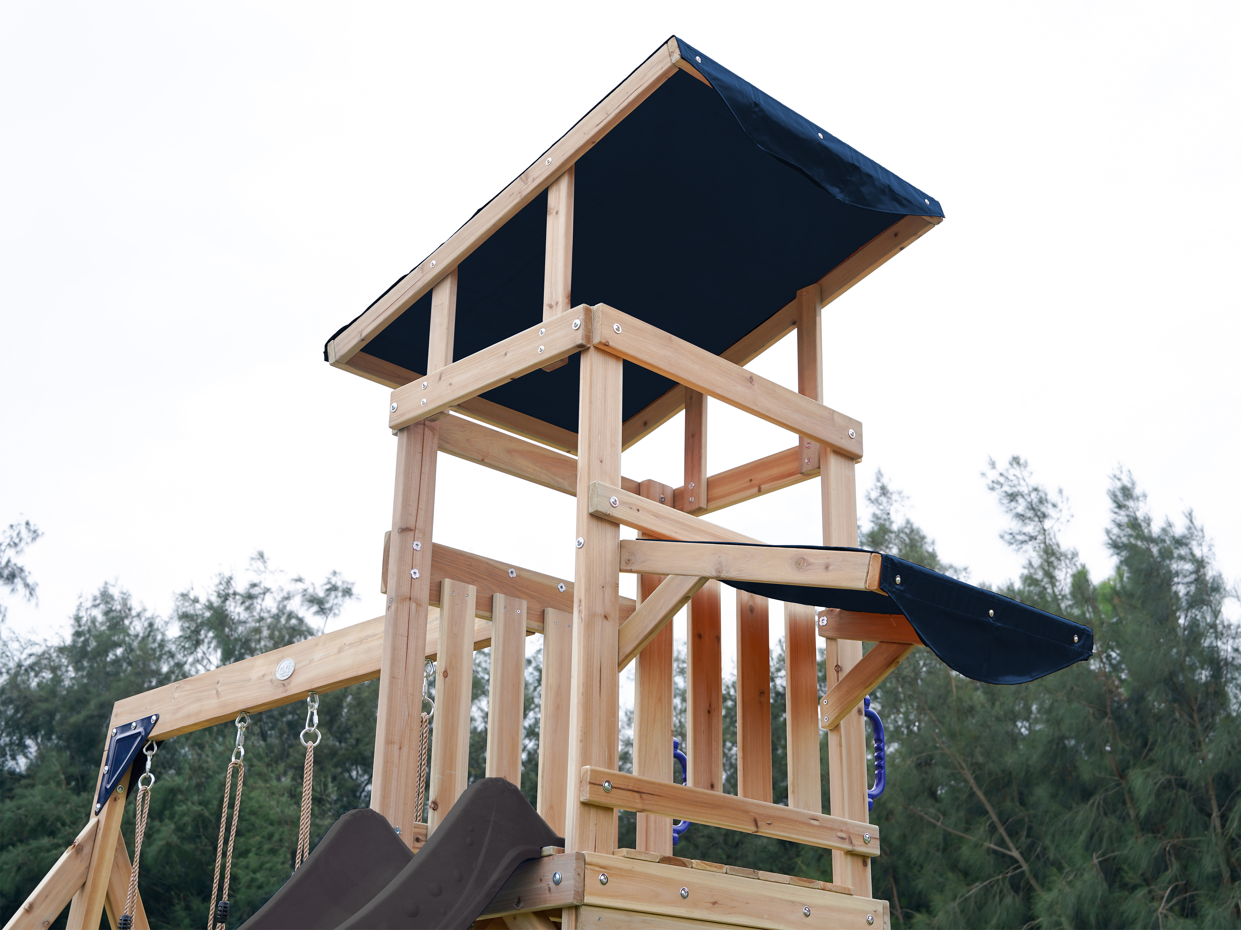 AXI Malik Climbing Frame with Double Swing Set - Grey Slide-8720365064401 AXI Malik Climbing Frame with Double Swing Set - Grey Slide